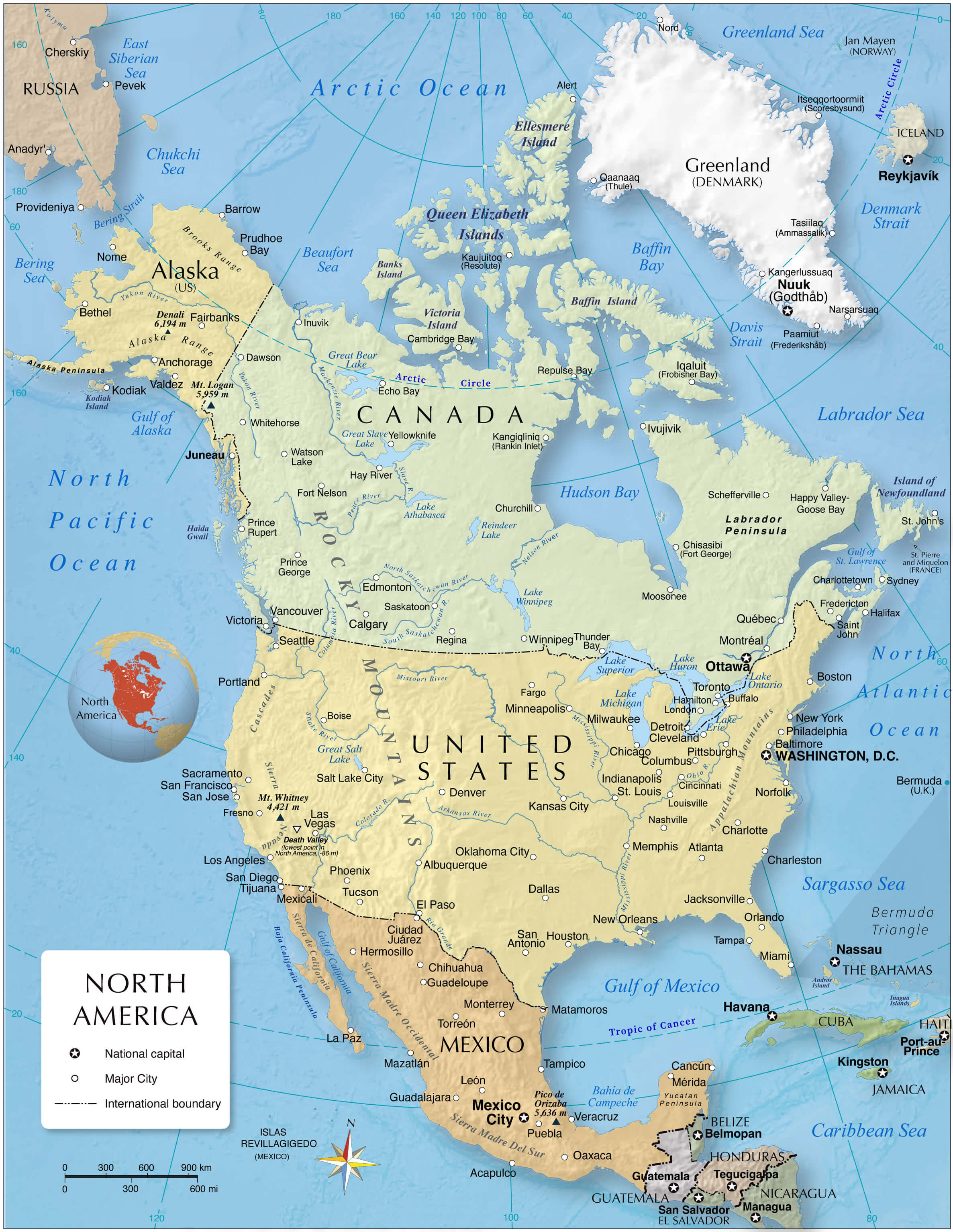 North America Map 17 North America countries and cities map