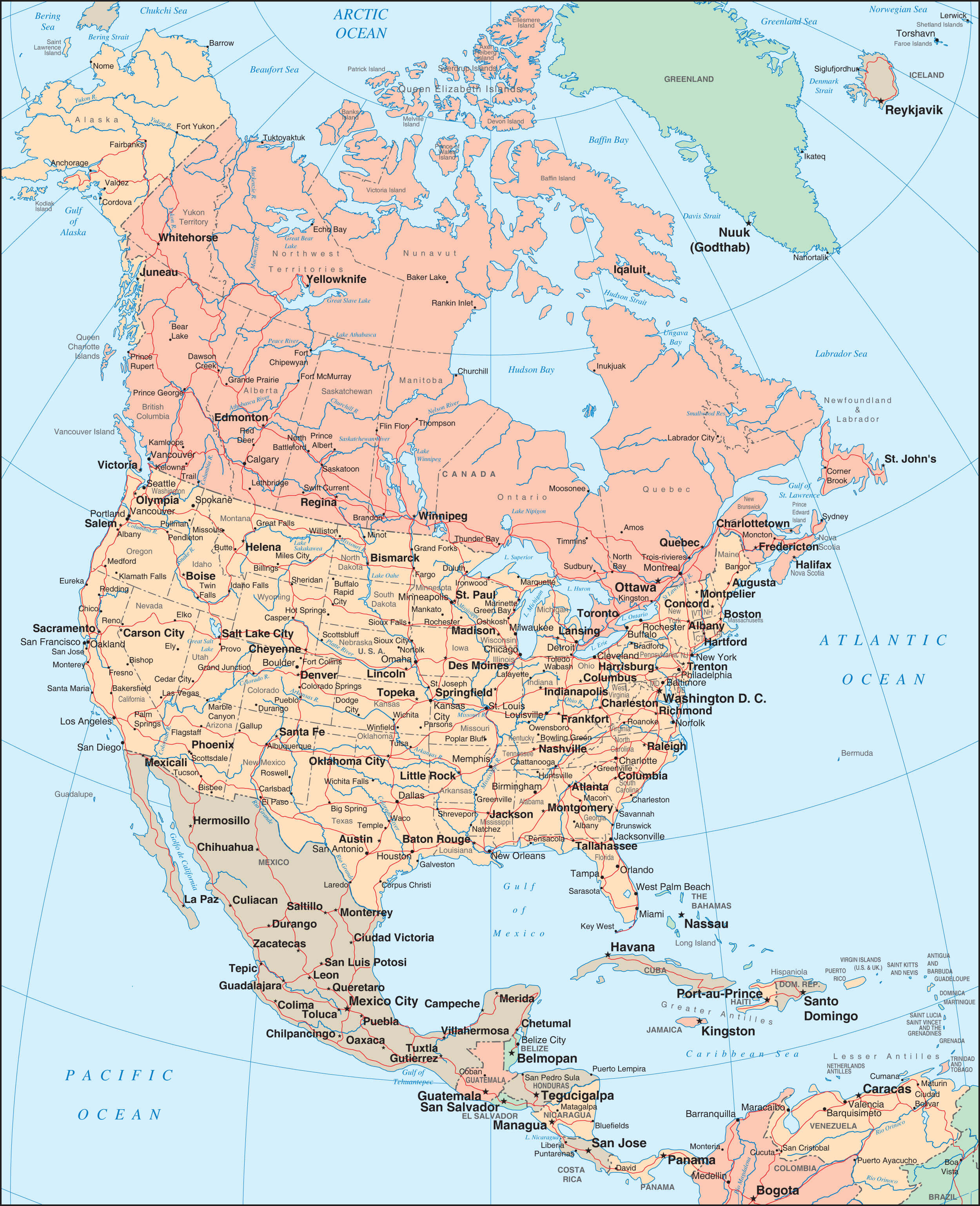 North America Map 16 Political map of North America