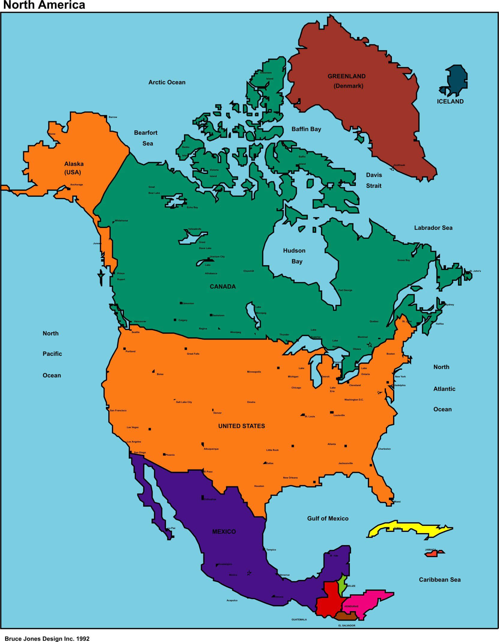 Map North America Guide Of The World