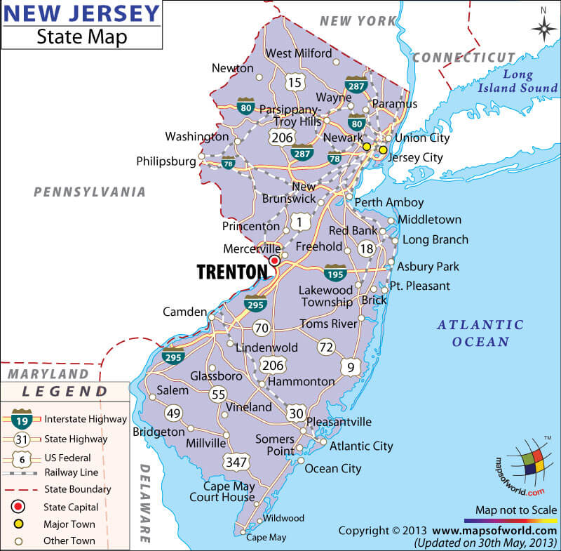 Map of New Jersey 21 New Jersey state map with main cities