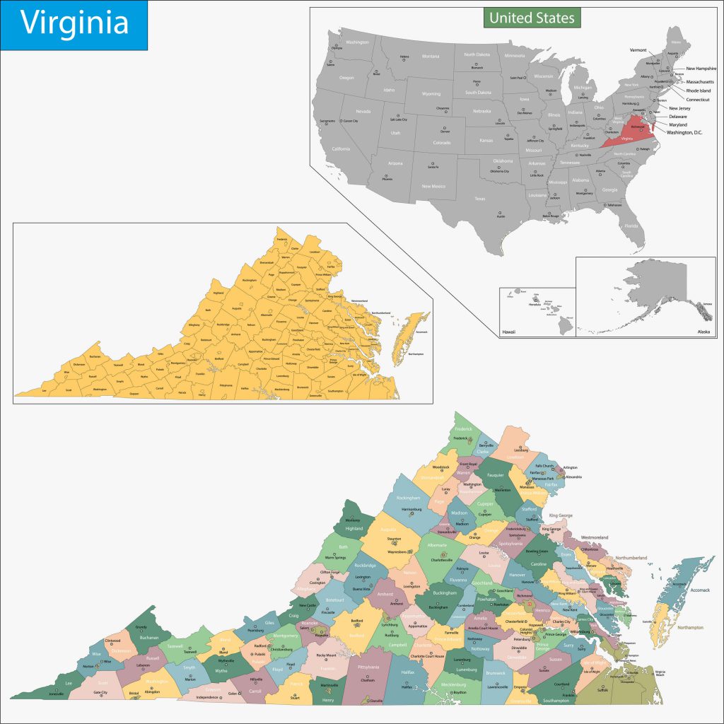 Map of Virginia - Guide of the World