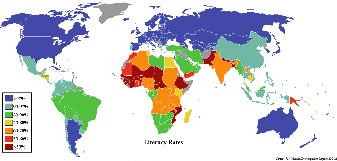 World Literacy Rate Map Guide Of The World