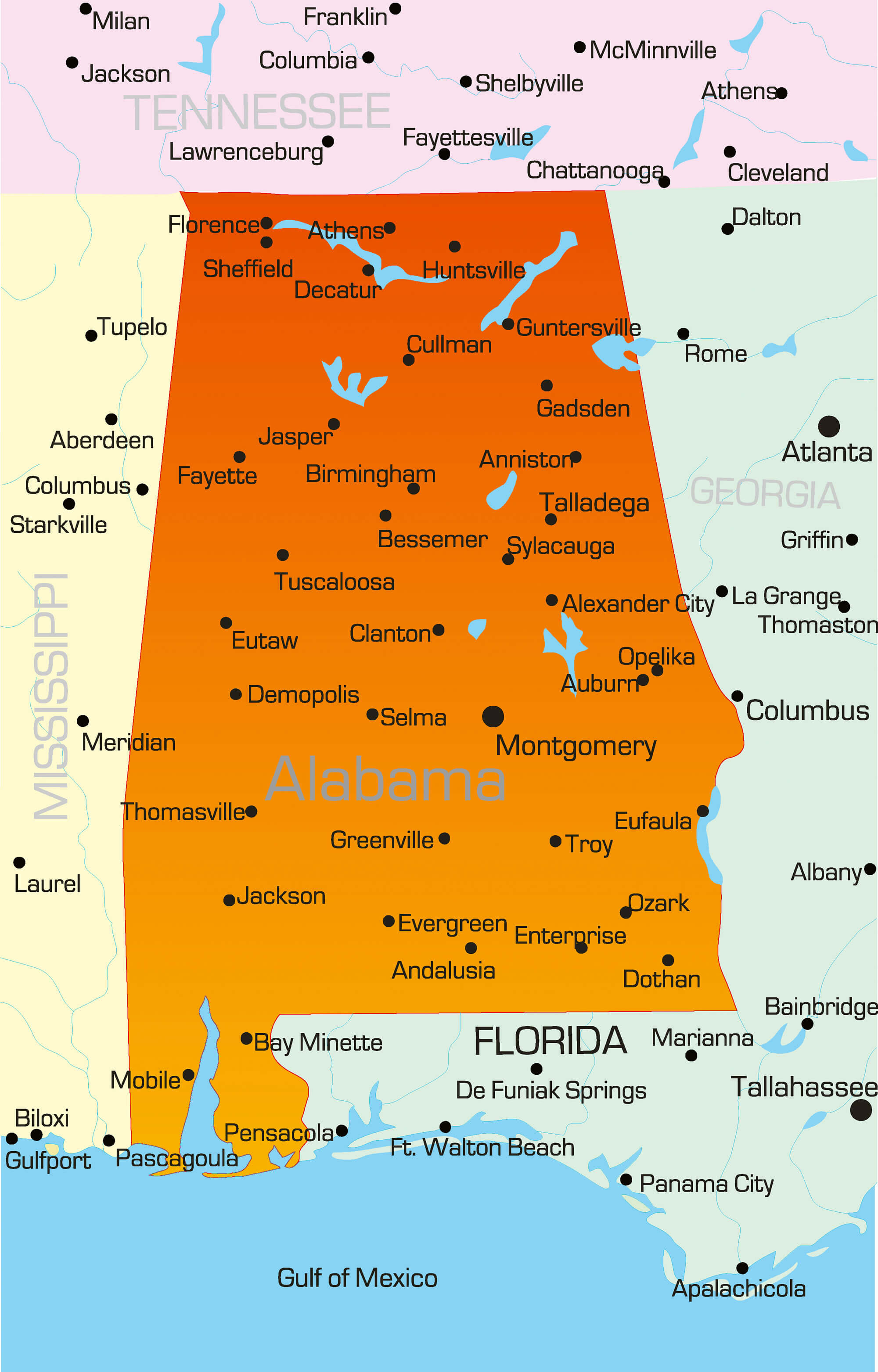 Alabama Map - Guide of the World