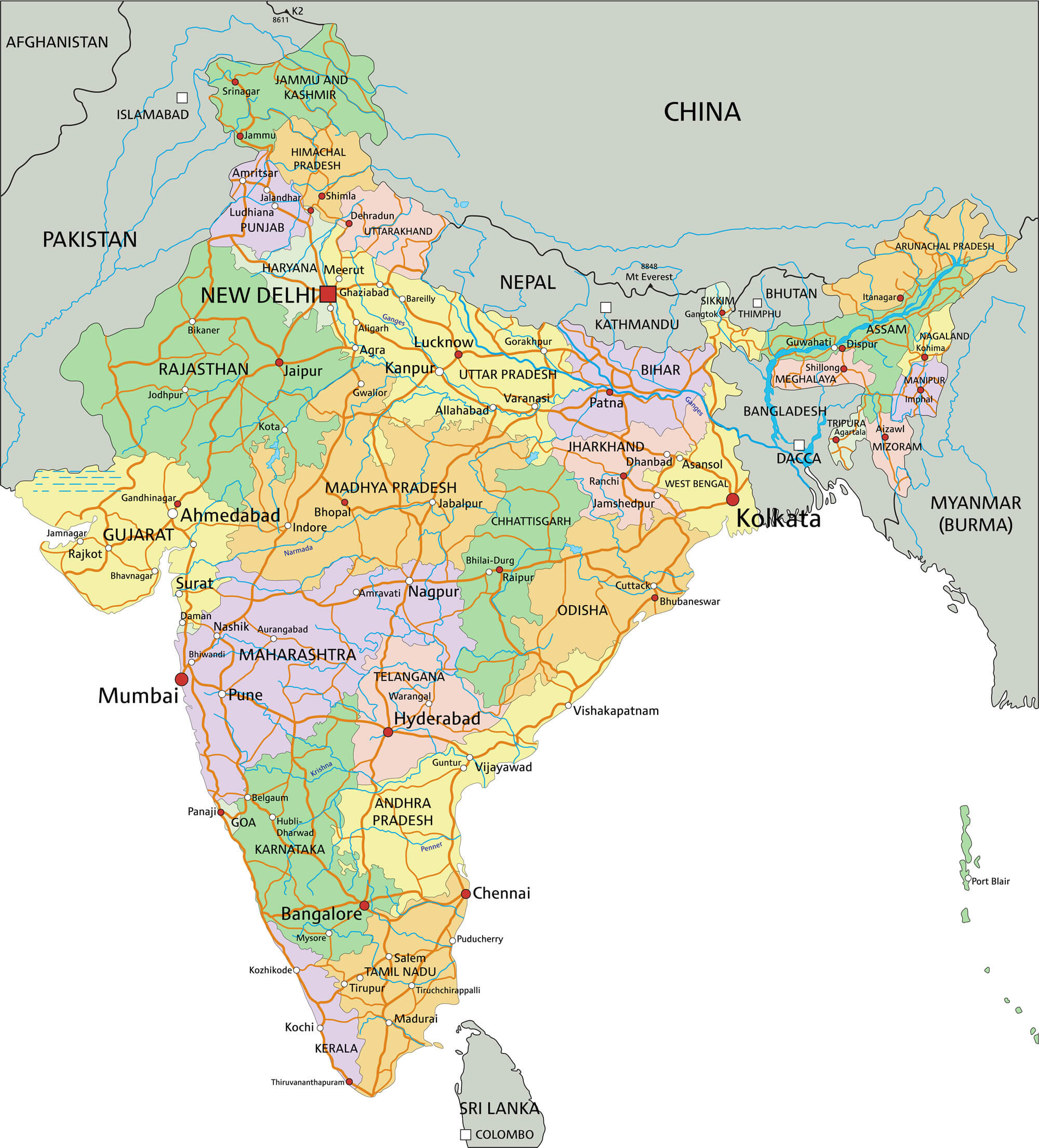 Political Map Of India New United States Map