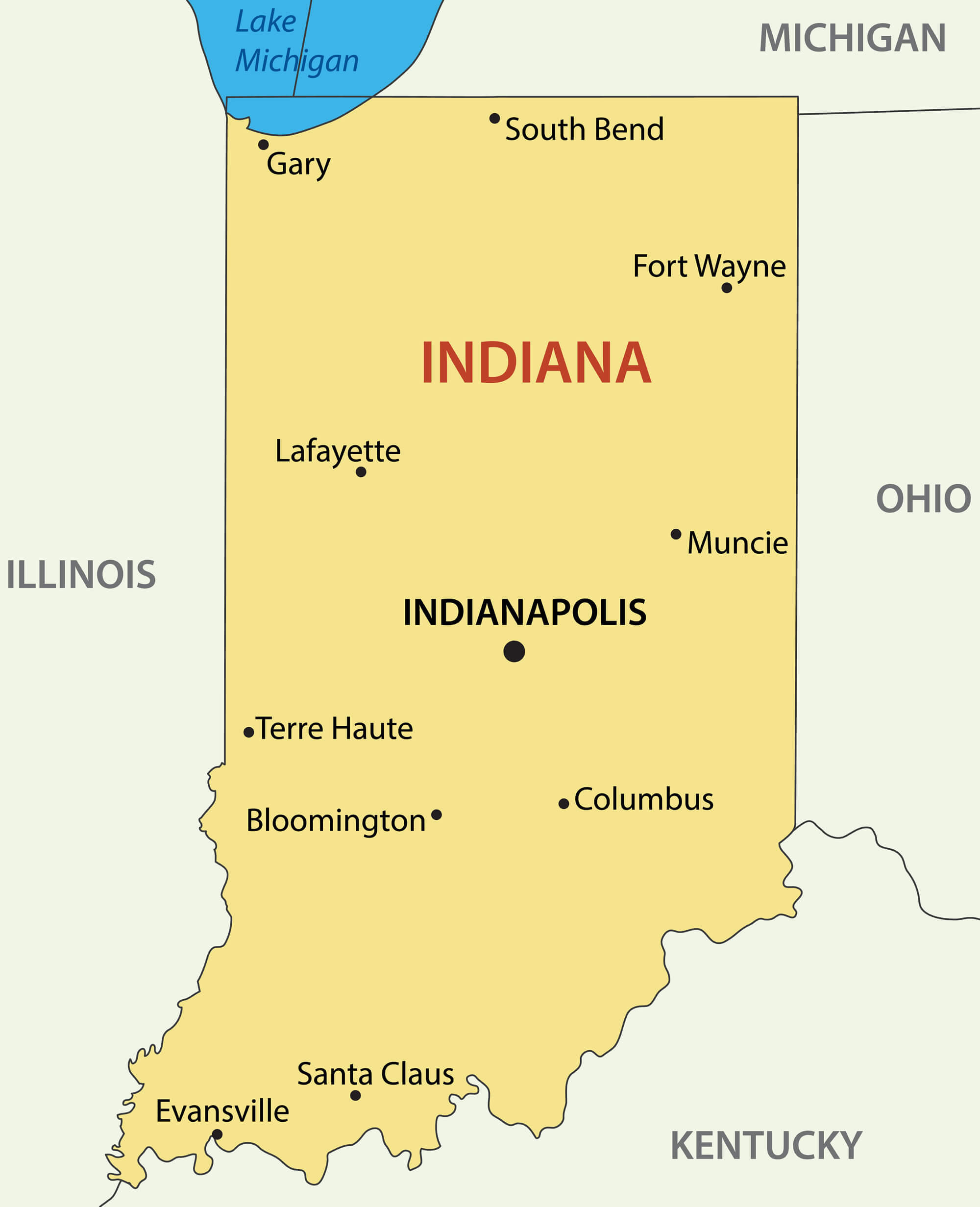 Indiana State Map Usa 