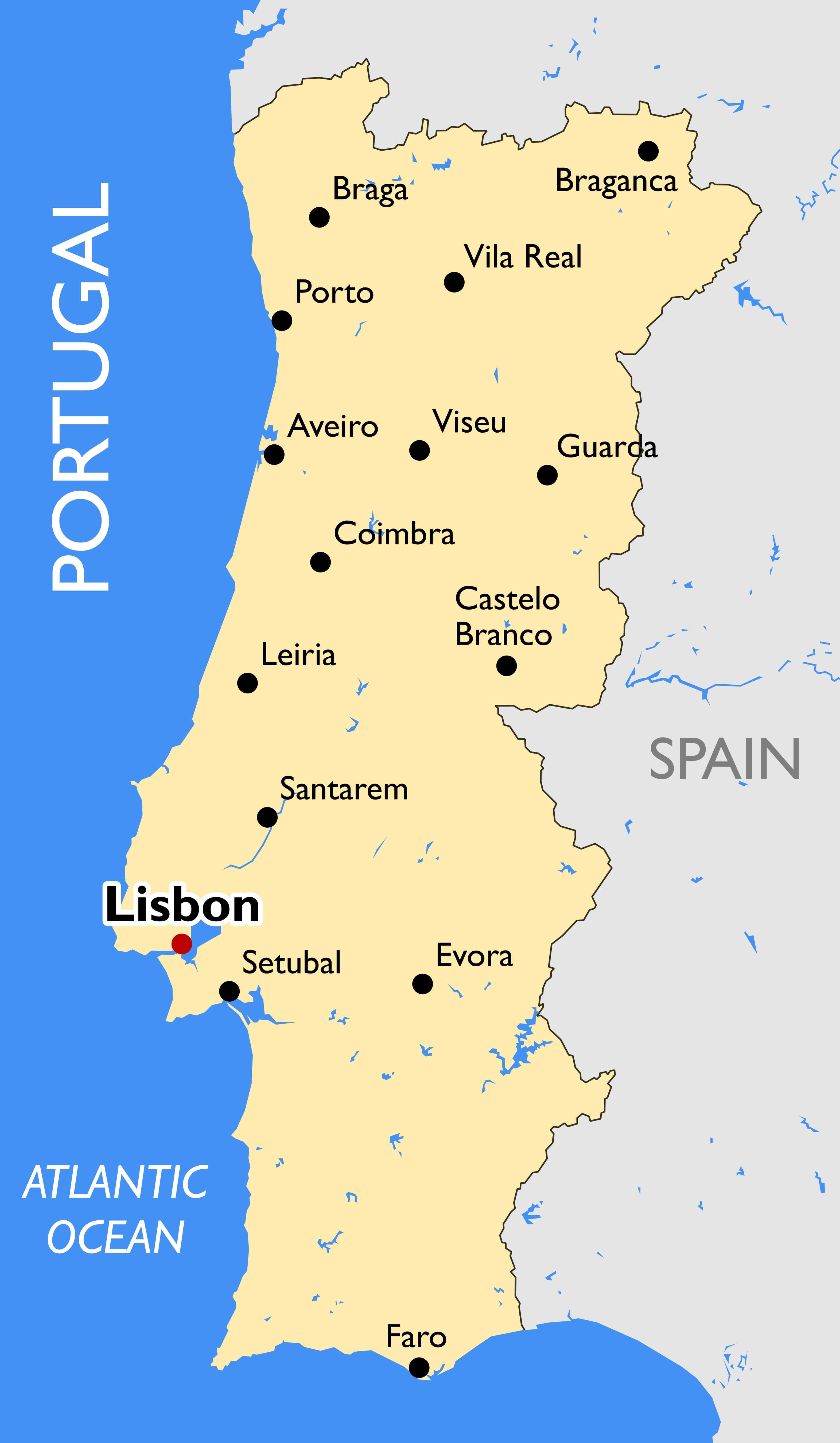 Mapa De Portugal Con Ciudades Y Distritos Descargar E Imprimir Mapas 0977