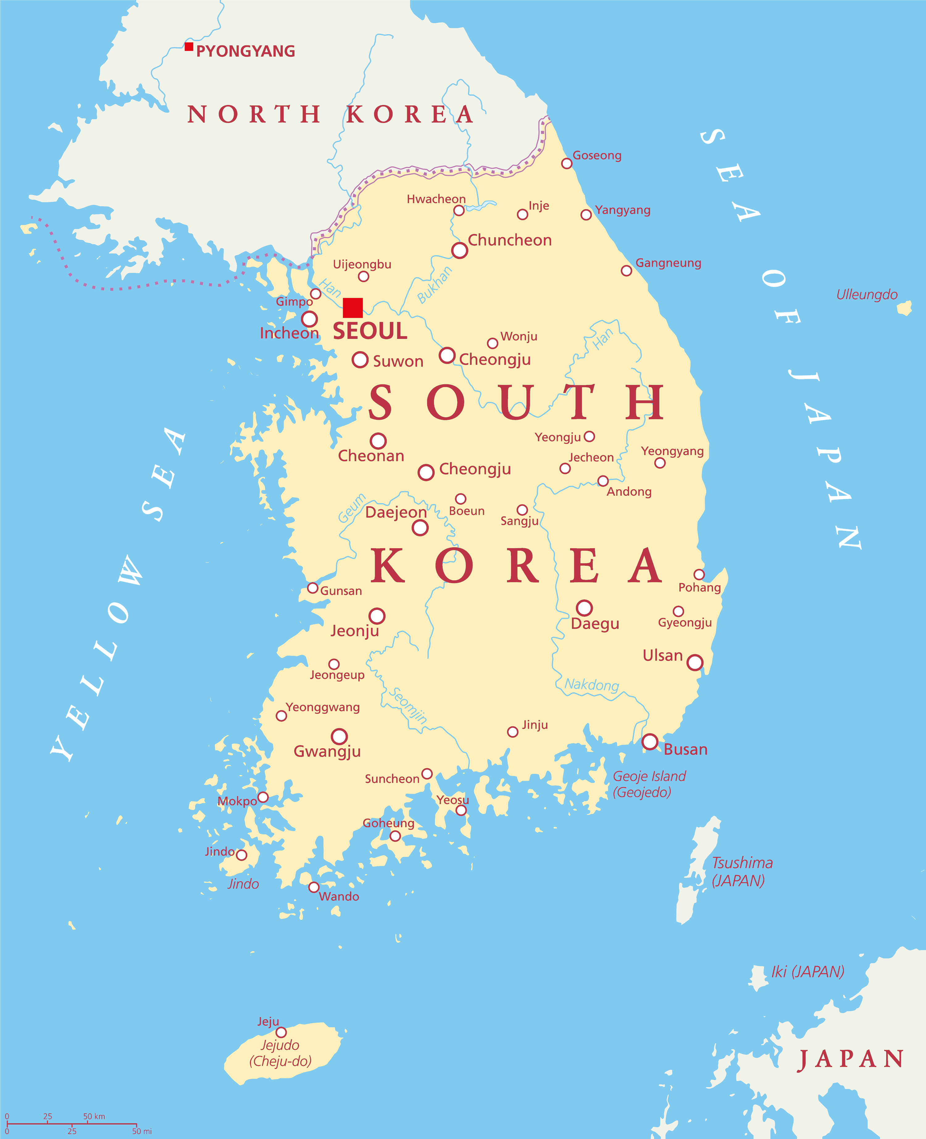 South Korea Map - Guide of the World