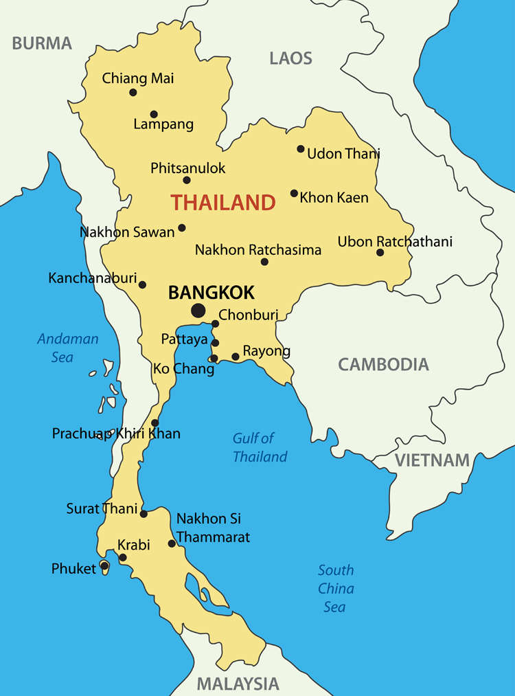 Thailand Map Guide Of The World
