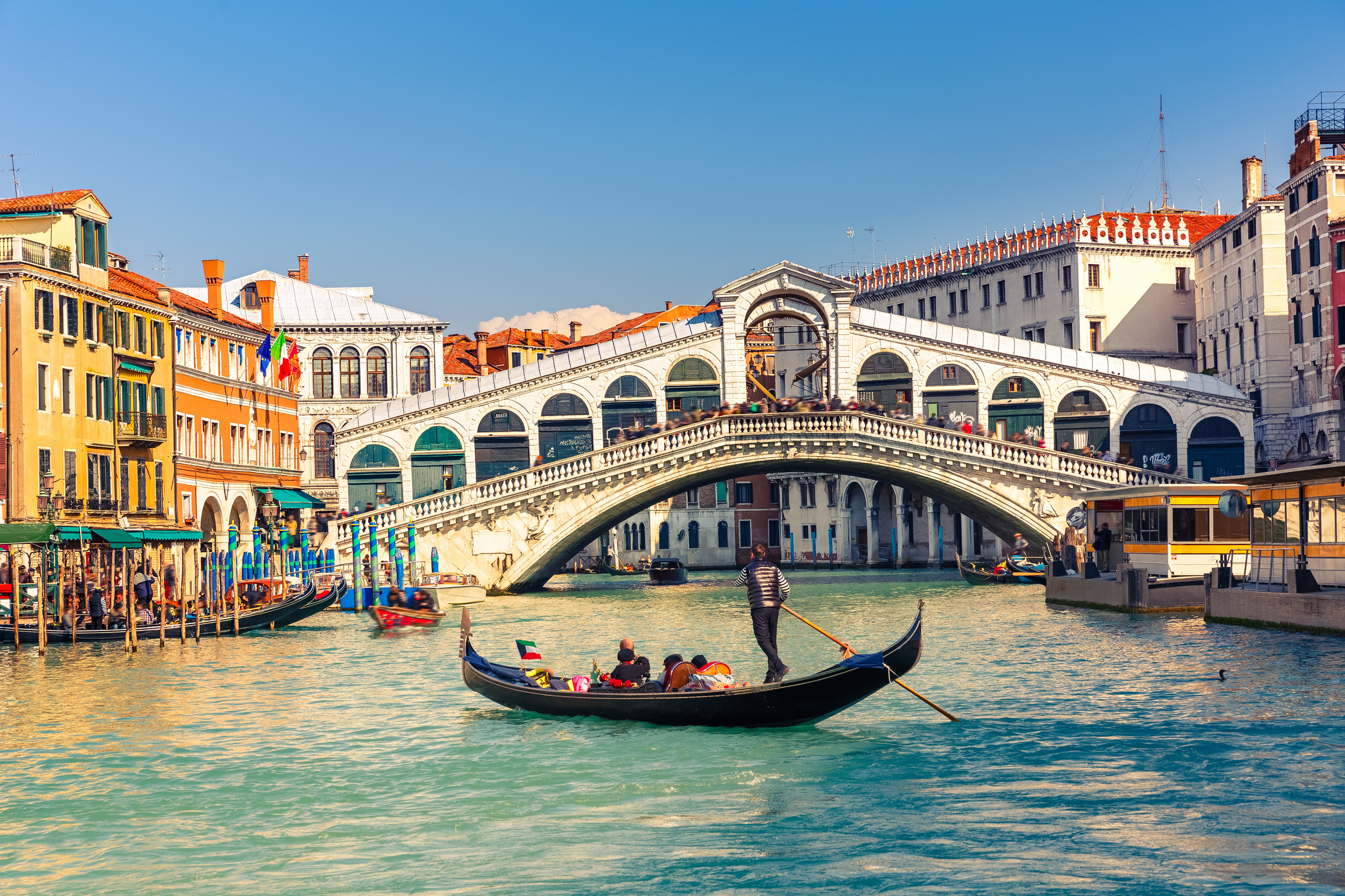 Gondola near Rialto Bridge in Venice, Italy