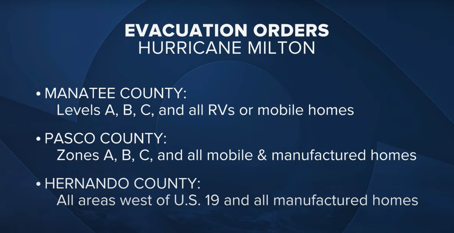 Hurricane Milton Evacuations Centers 1 in Florida, US