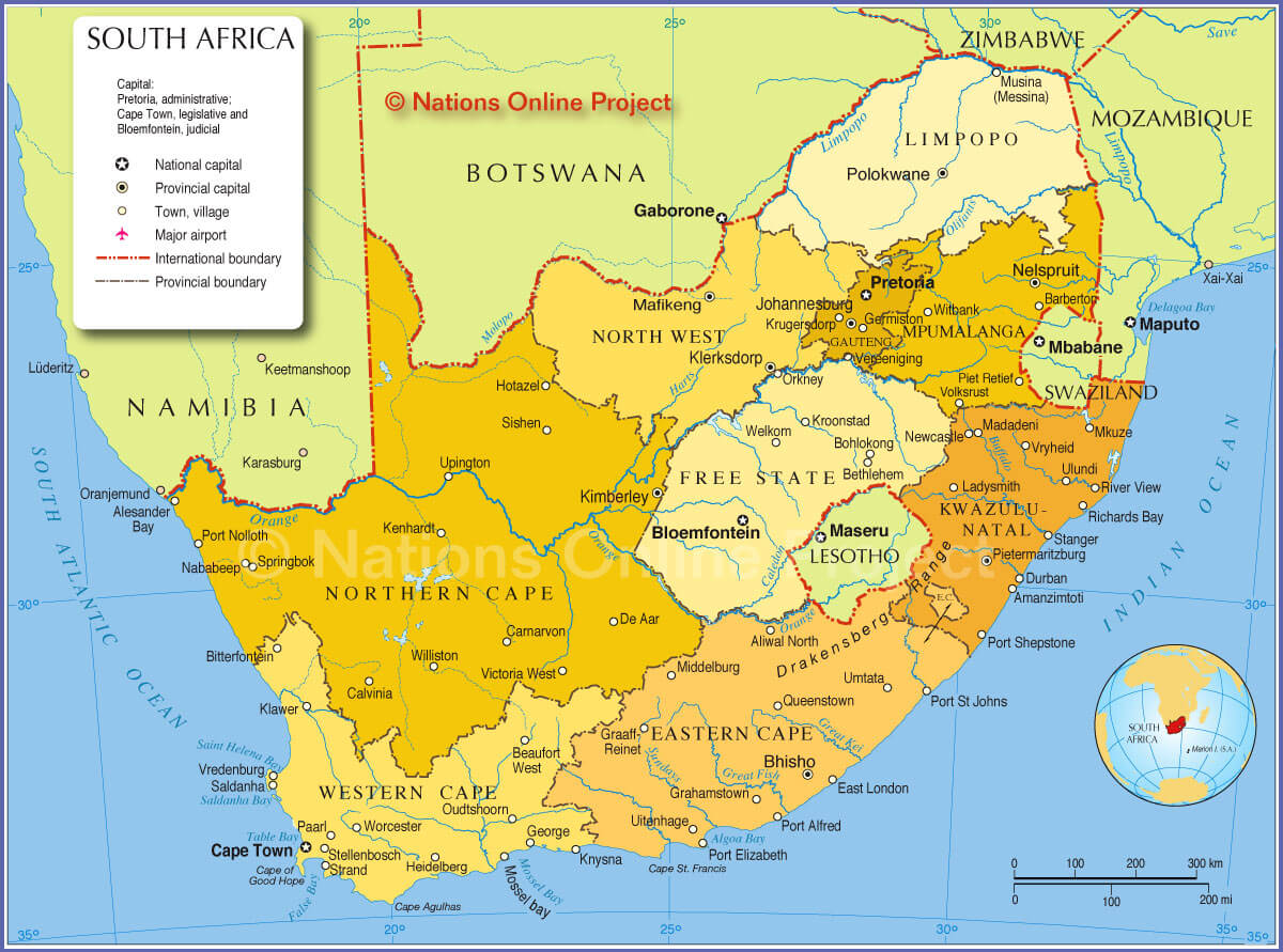 South Africa Physical Map