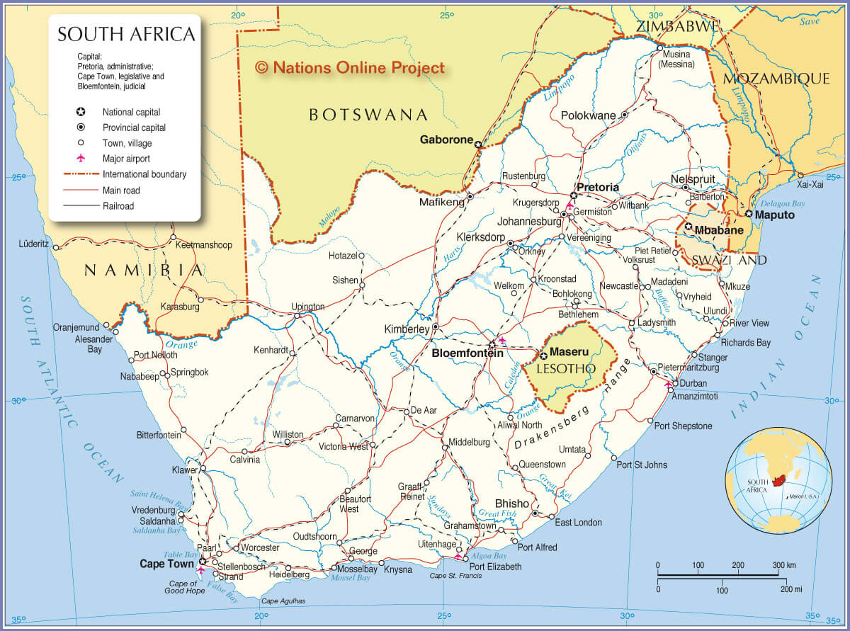 South Africa Physical Map