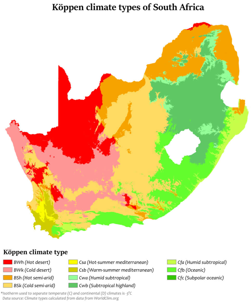 South Africa Climate Map