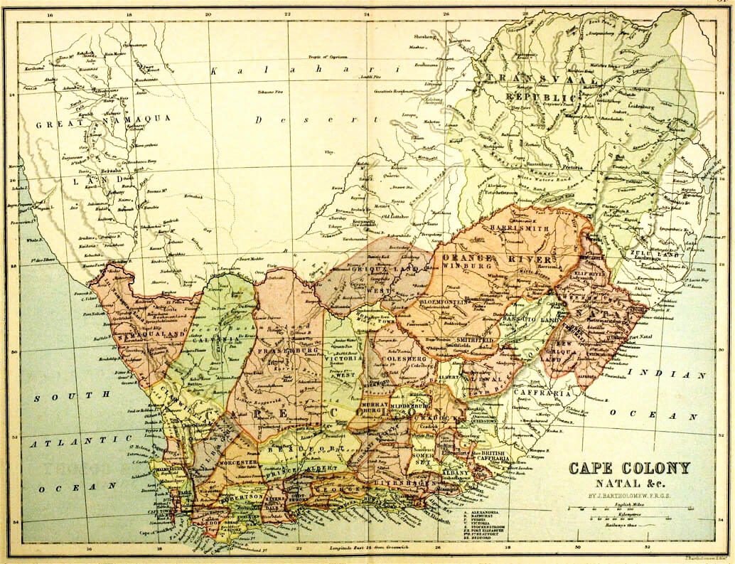 South Africa Historical Map in 1876