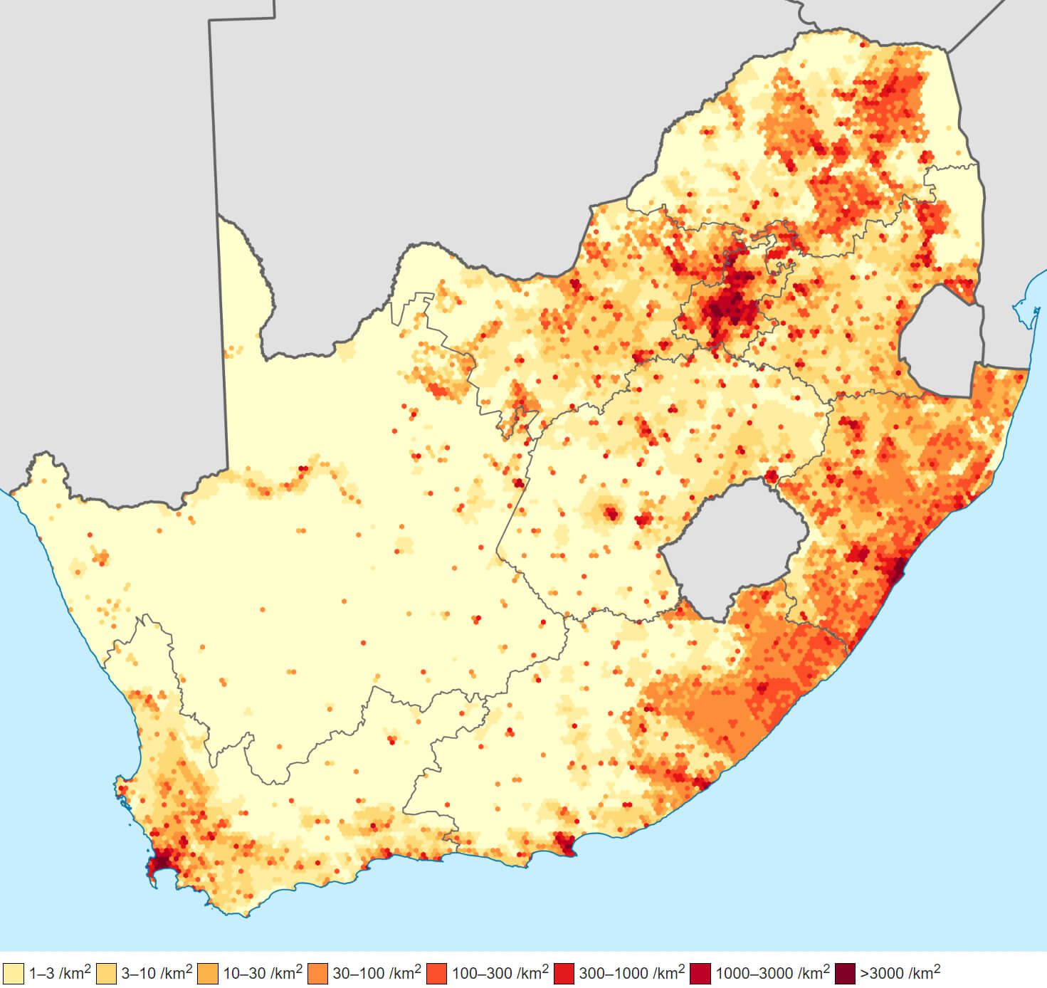 South Africa Population Density Map