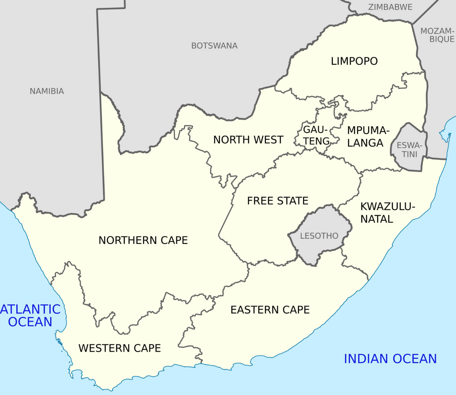 South Africa Provinces Map