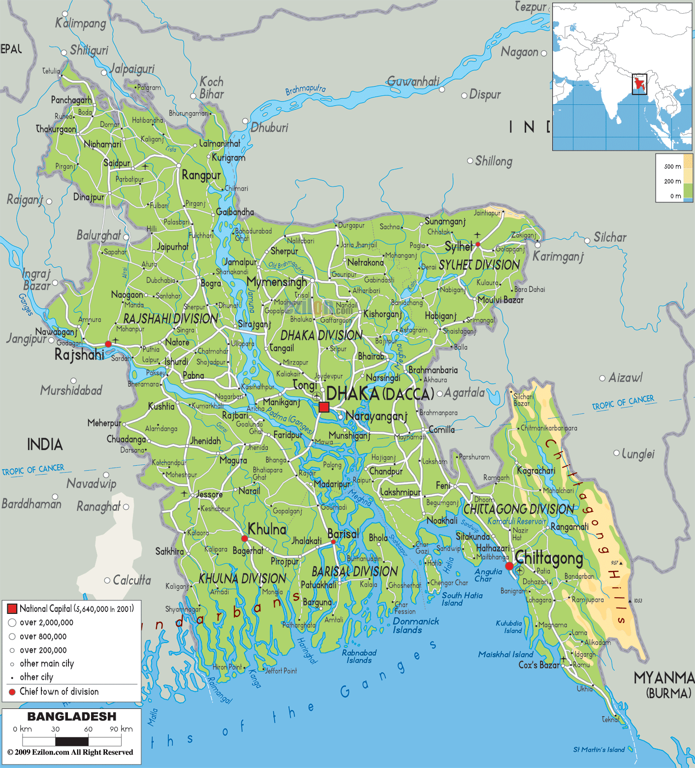 Bangladesh Physical Map