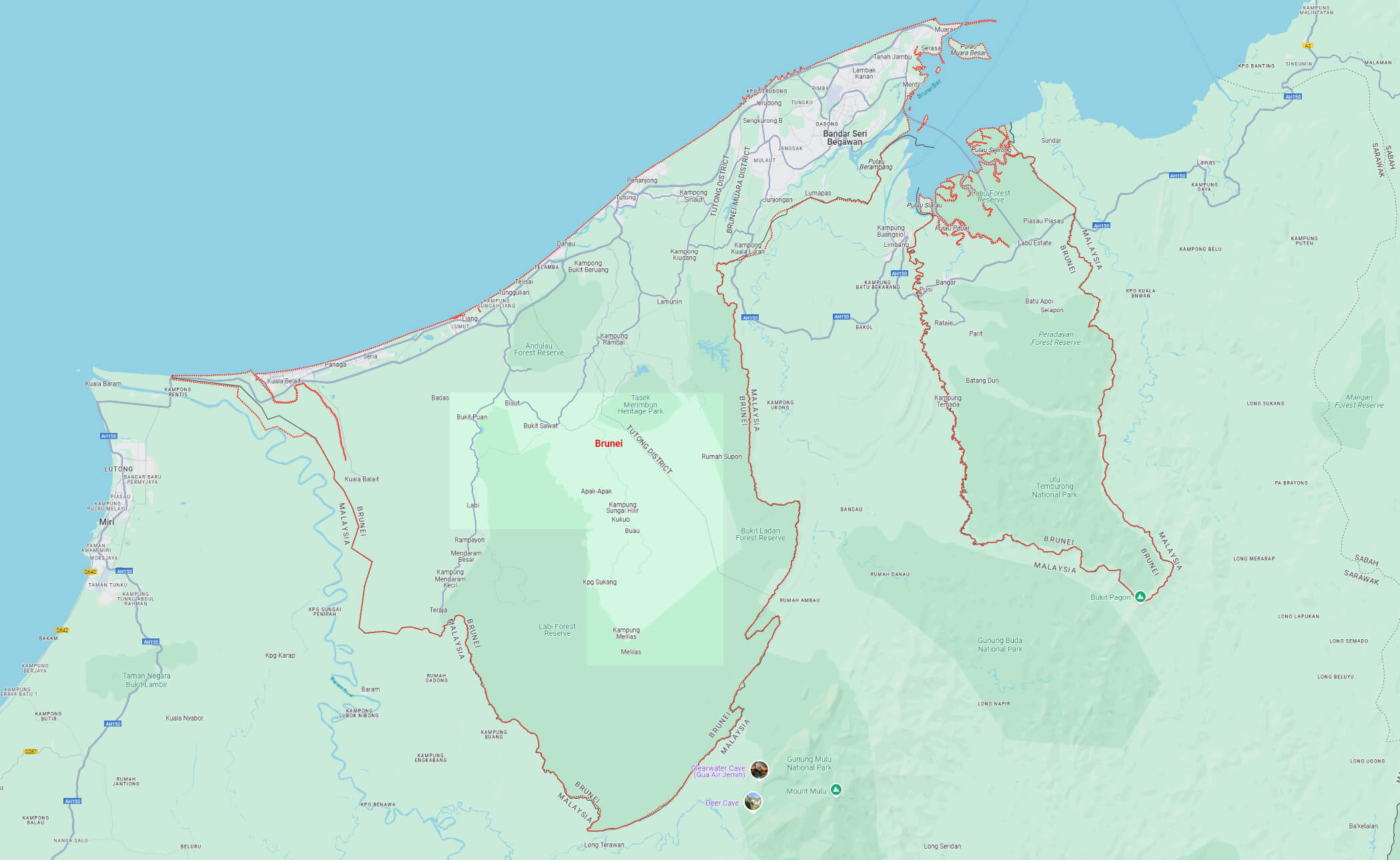 Brunei map with national borders