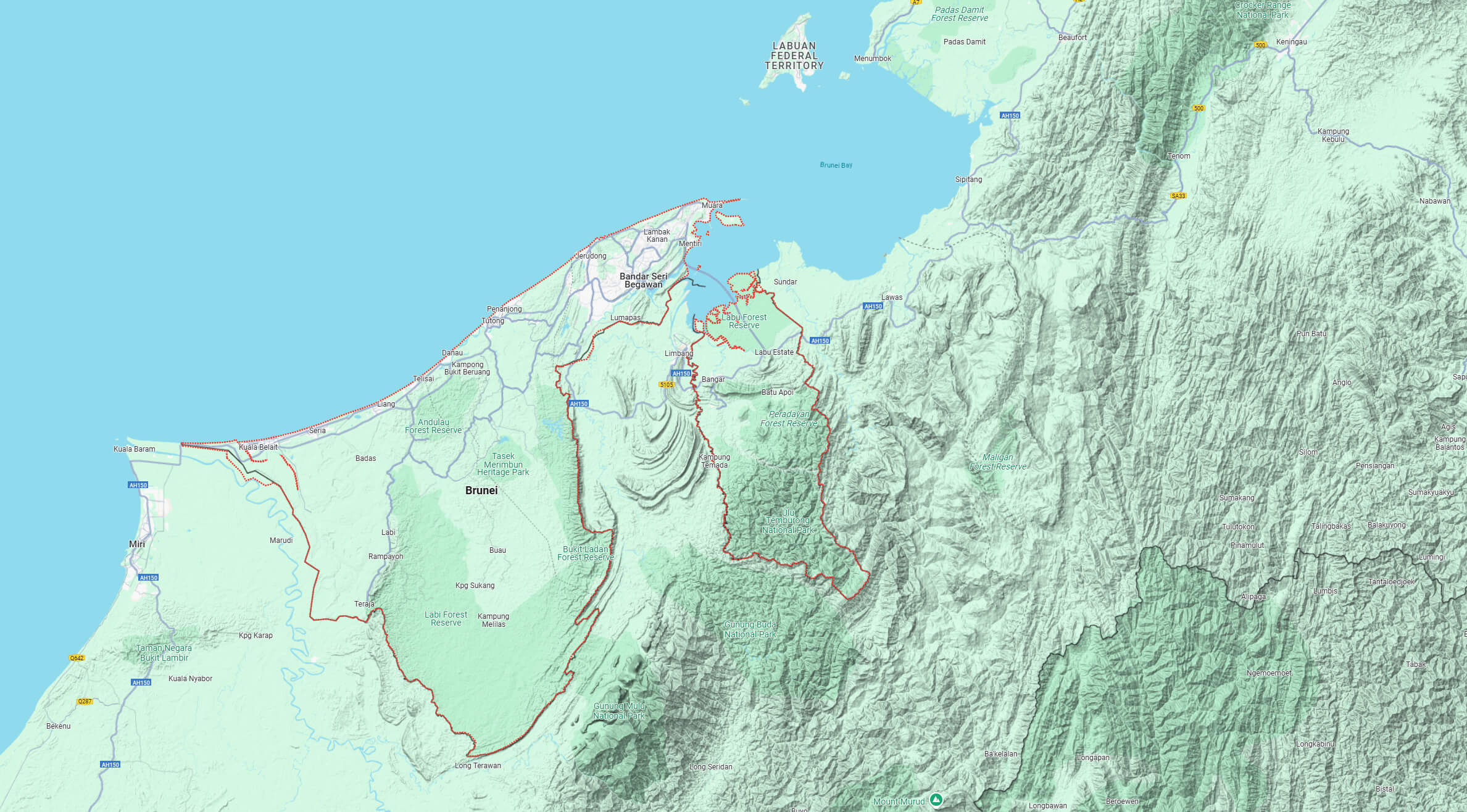 Brunei terrain map