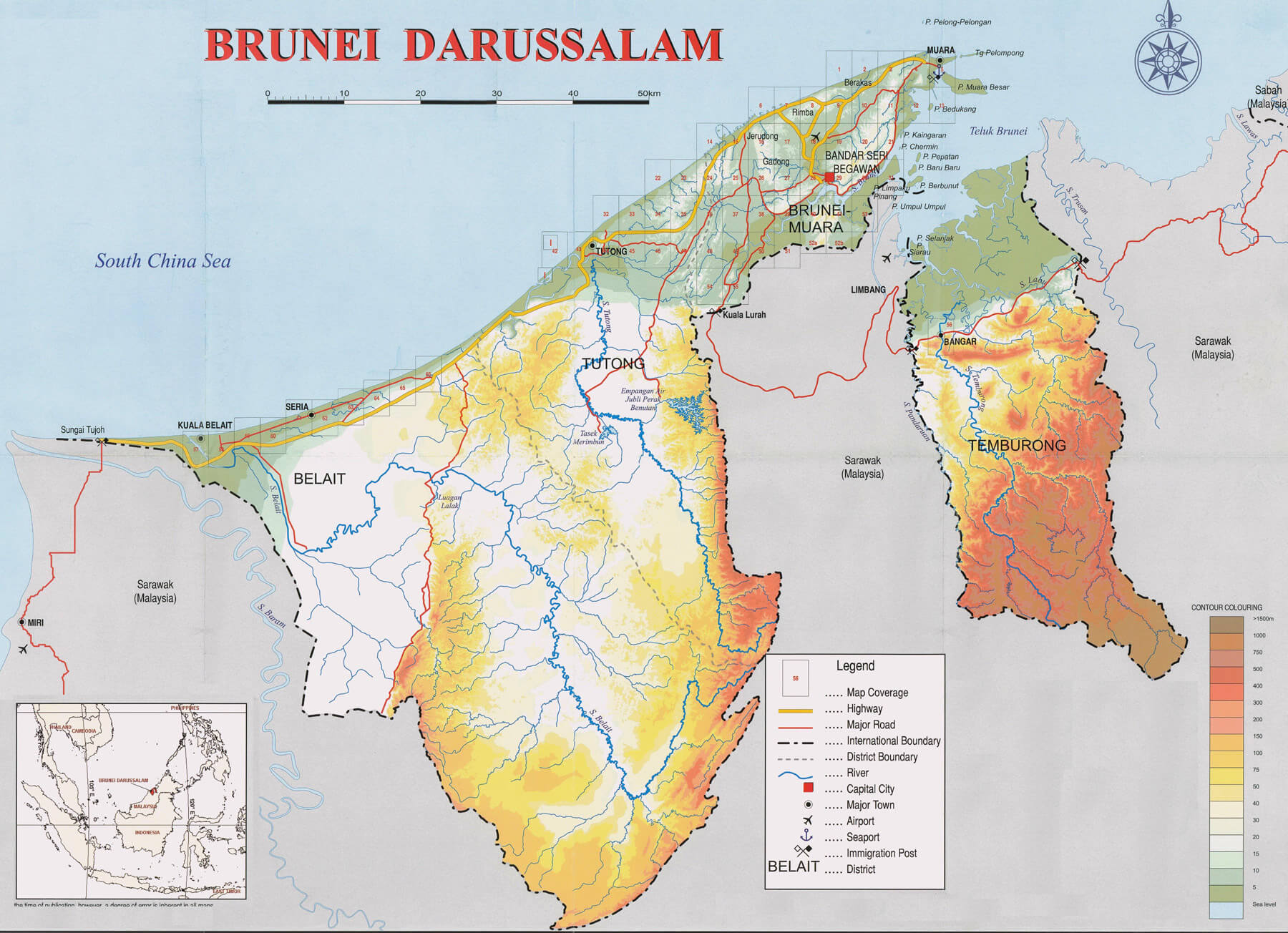 Brunei topography map