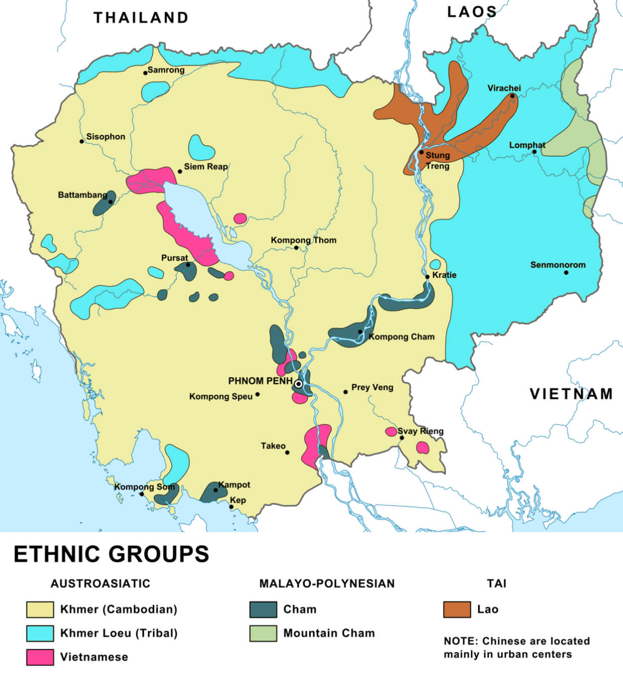 Cambodia ethnic groups map