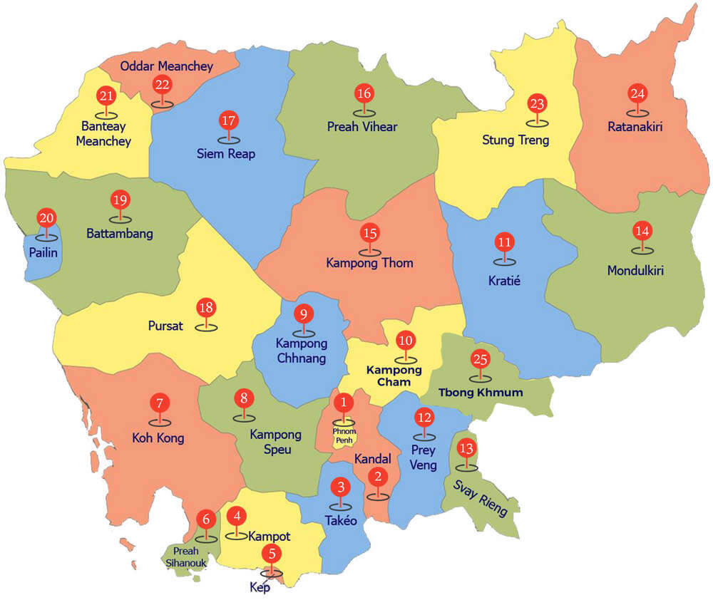 Cambodia Regions Map: Provinces and Locations