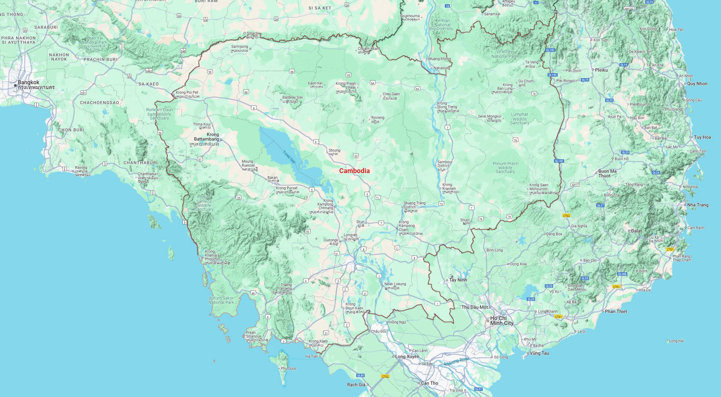 Cambodia terrain map