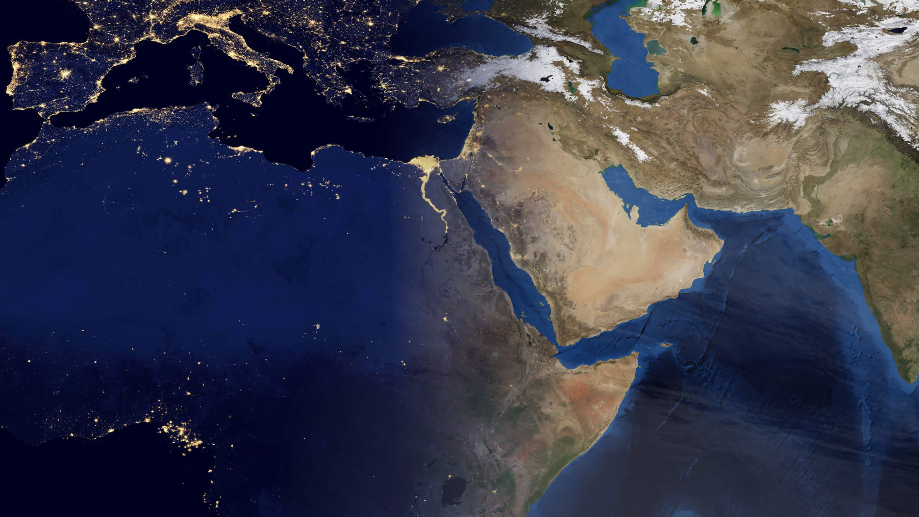 Iran Africa Middle East Satellite Map