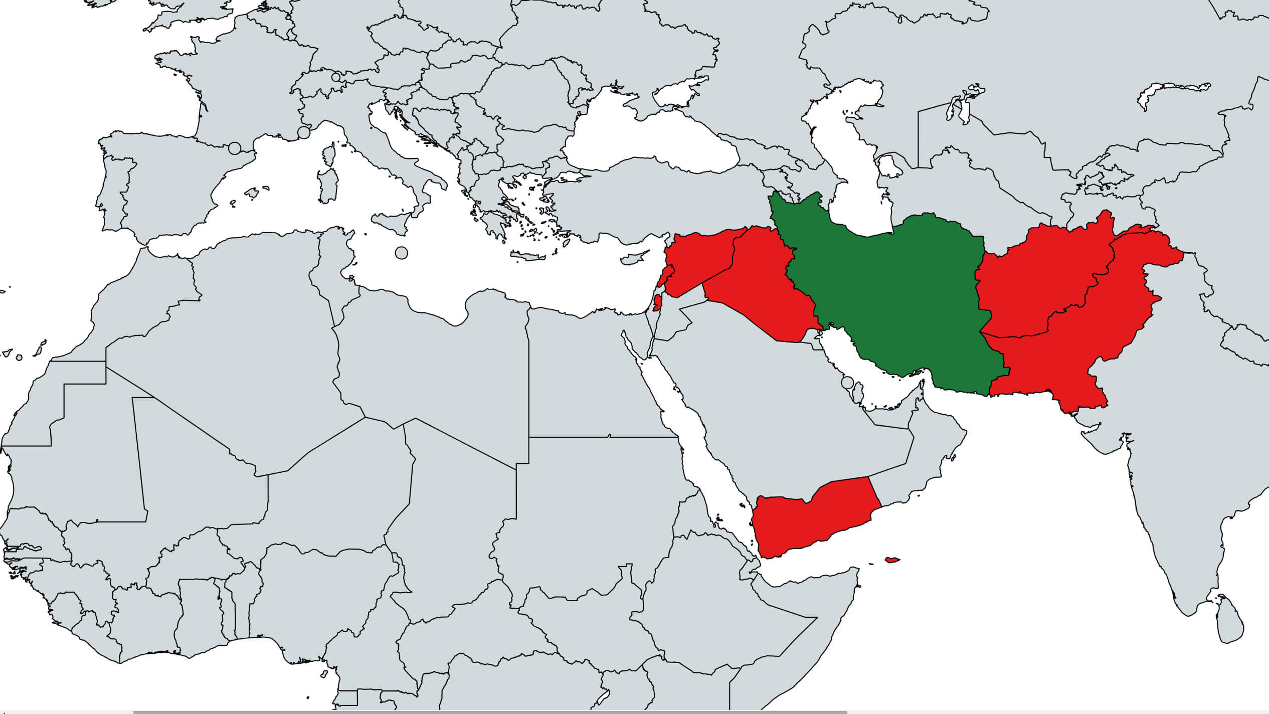 Iran and its Sphere of Influence Map