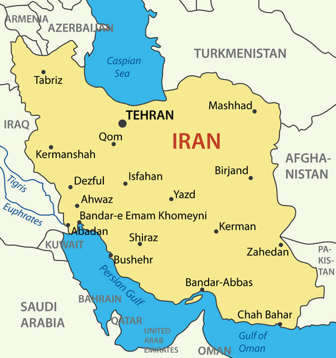 Iran main cities map