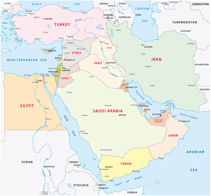 Iran Middle East Map