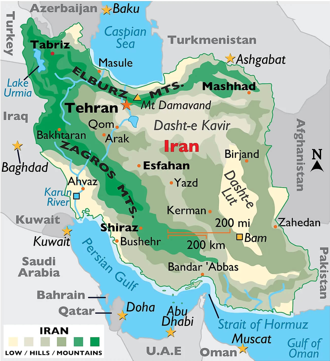 Iran National Borders Map