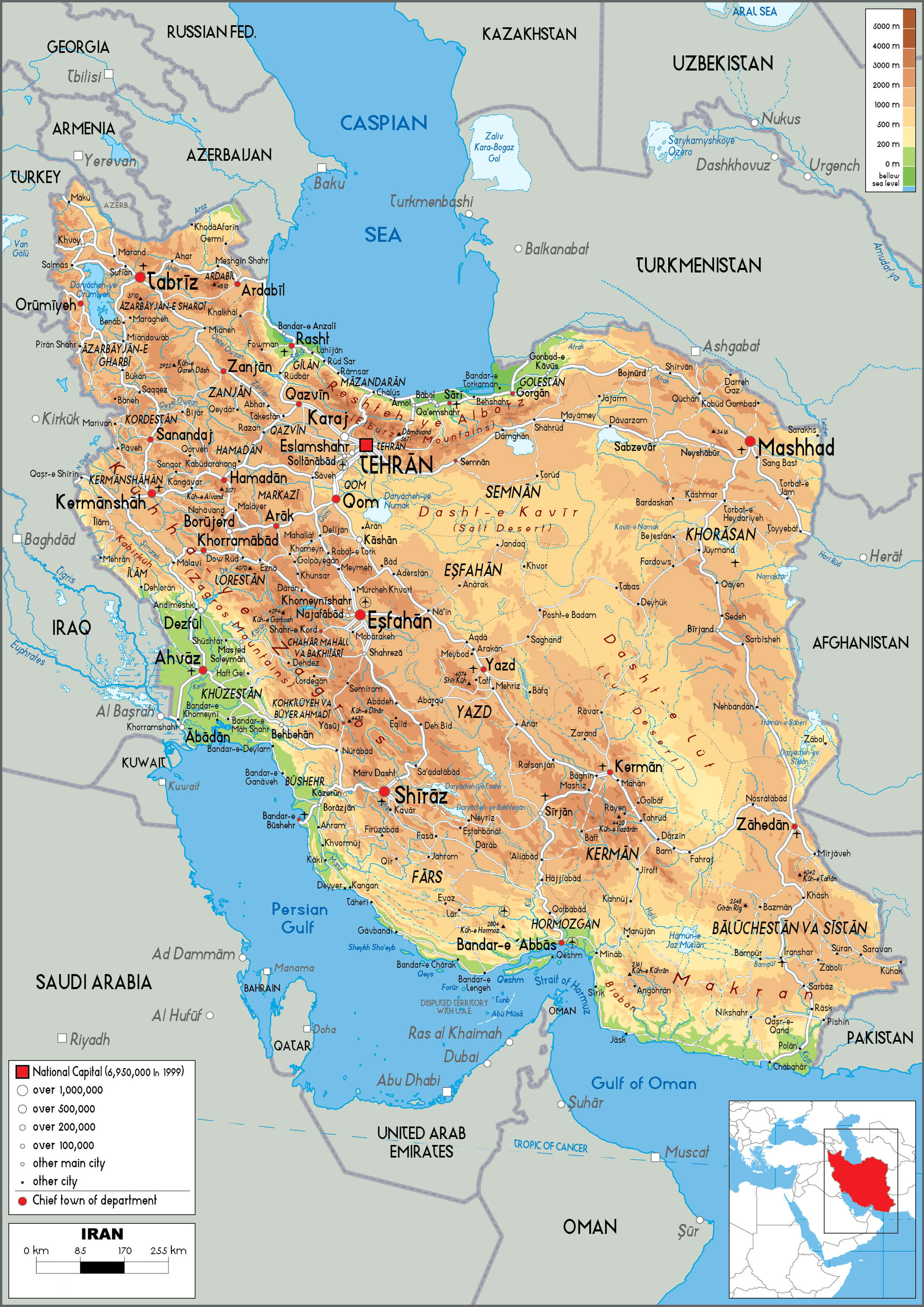 Iran Physical Map