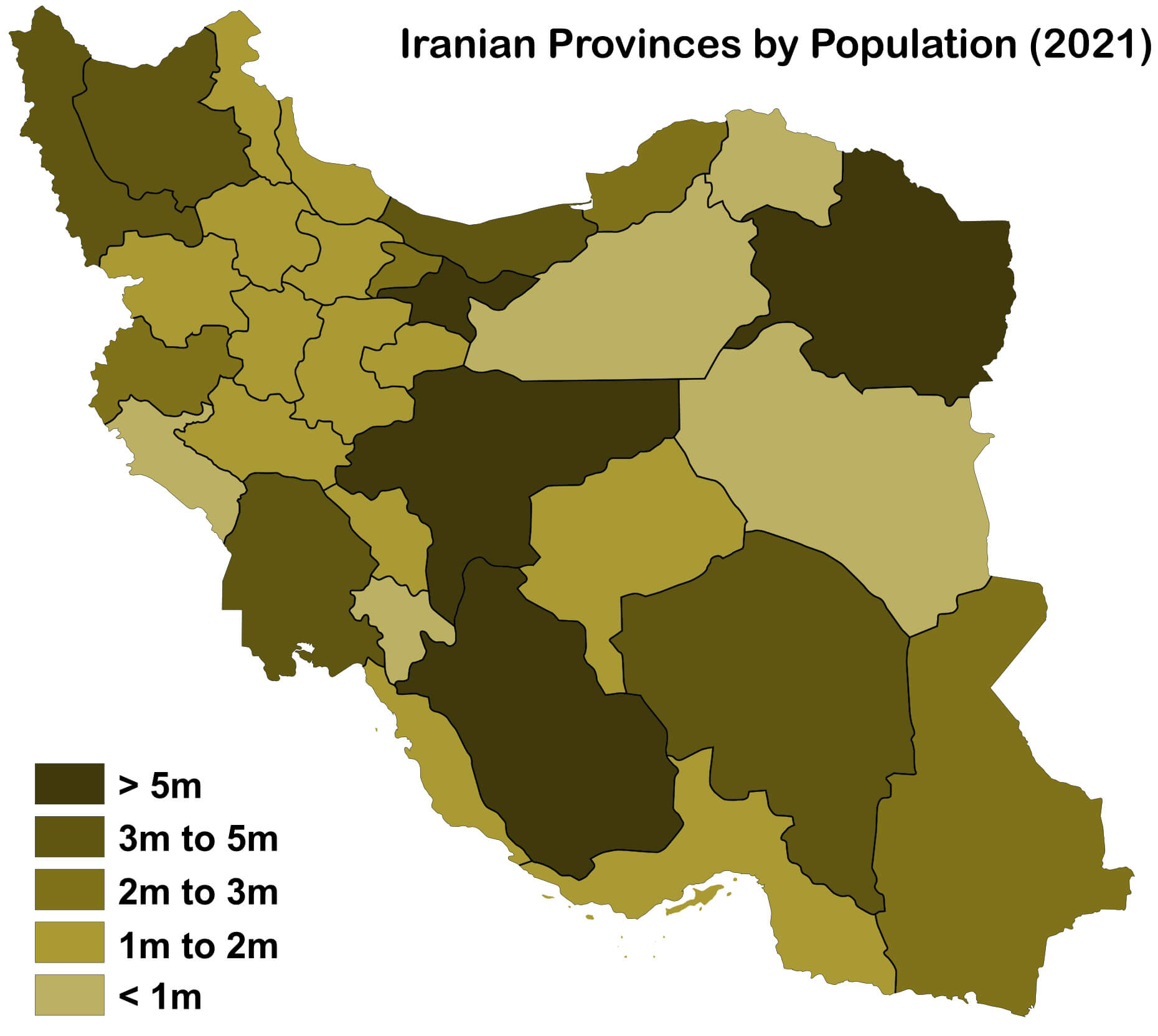 Iran Provinces Map by Population