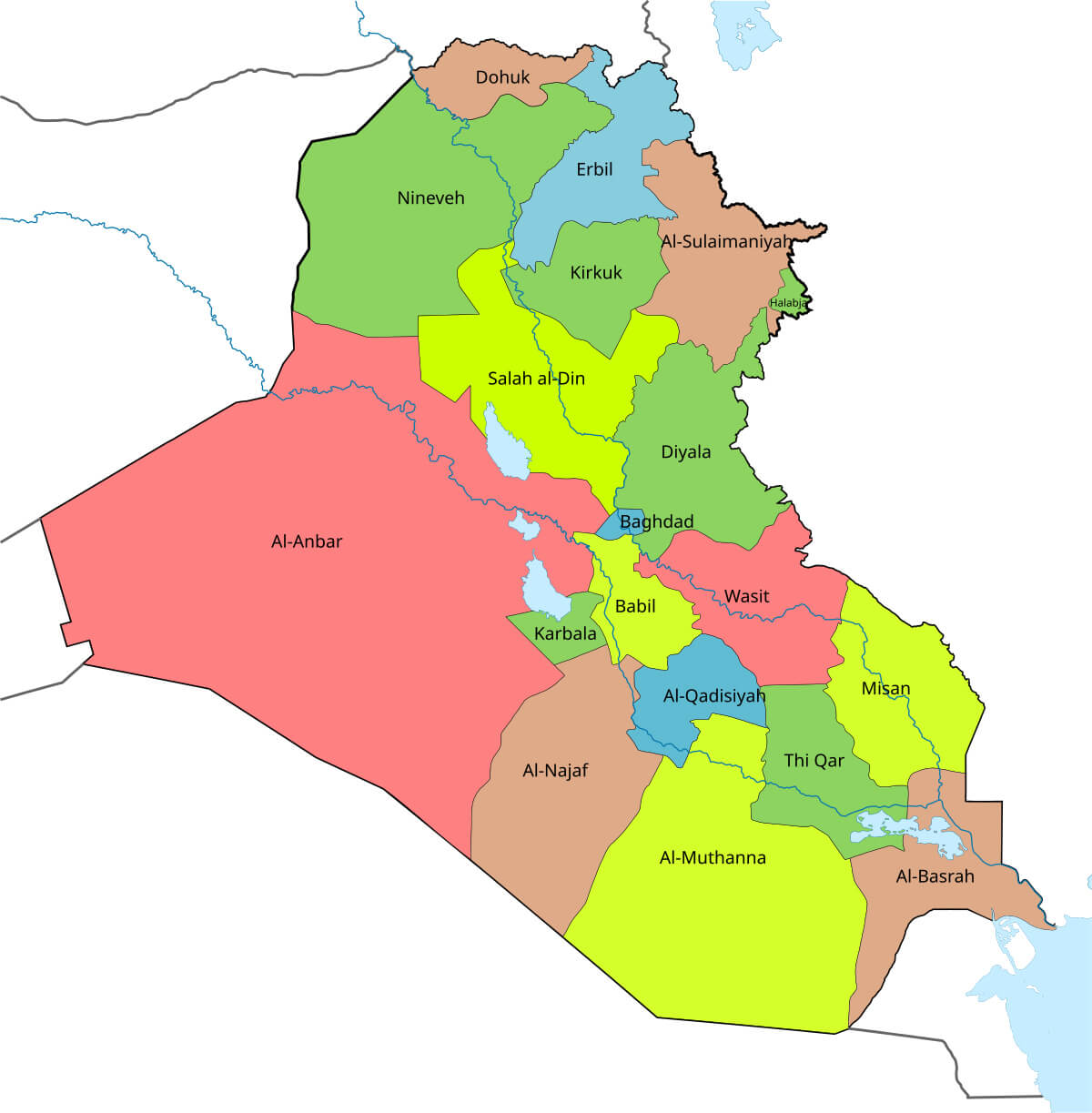 Iraq Administrative Map: Provinces and Boundaries