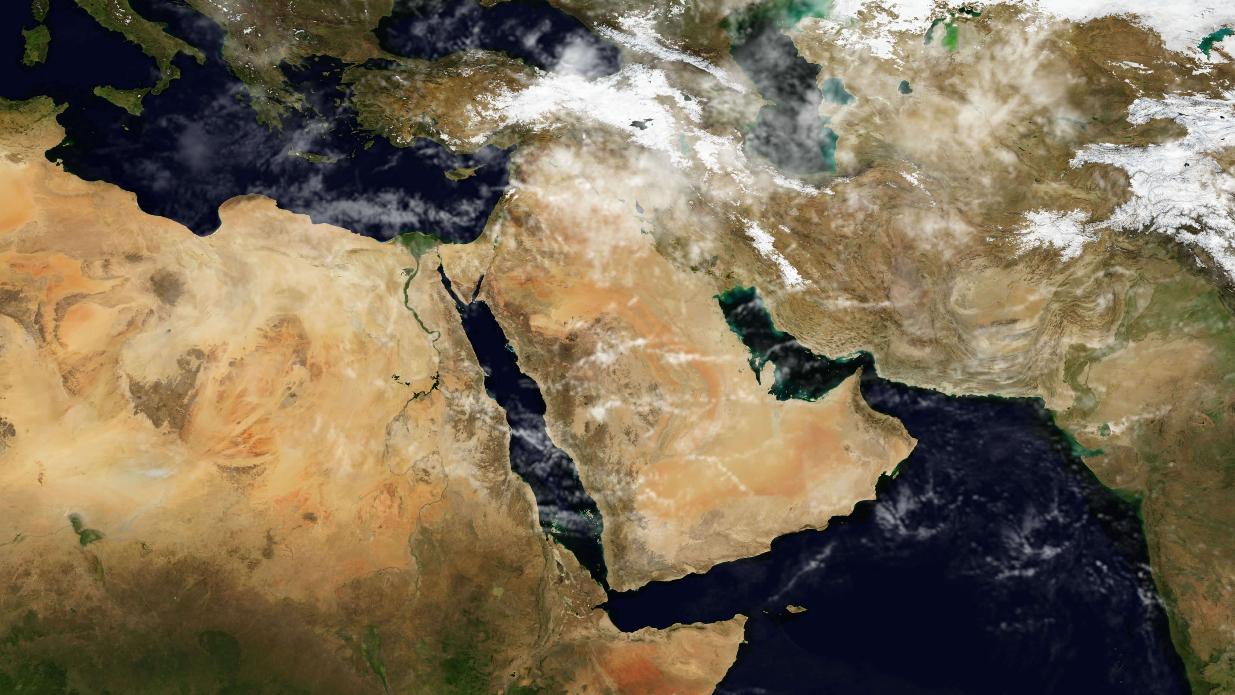 middle east satellite map with Iraq