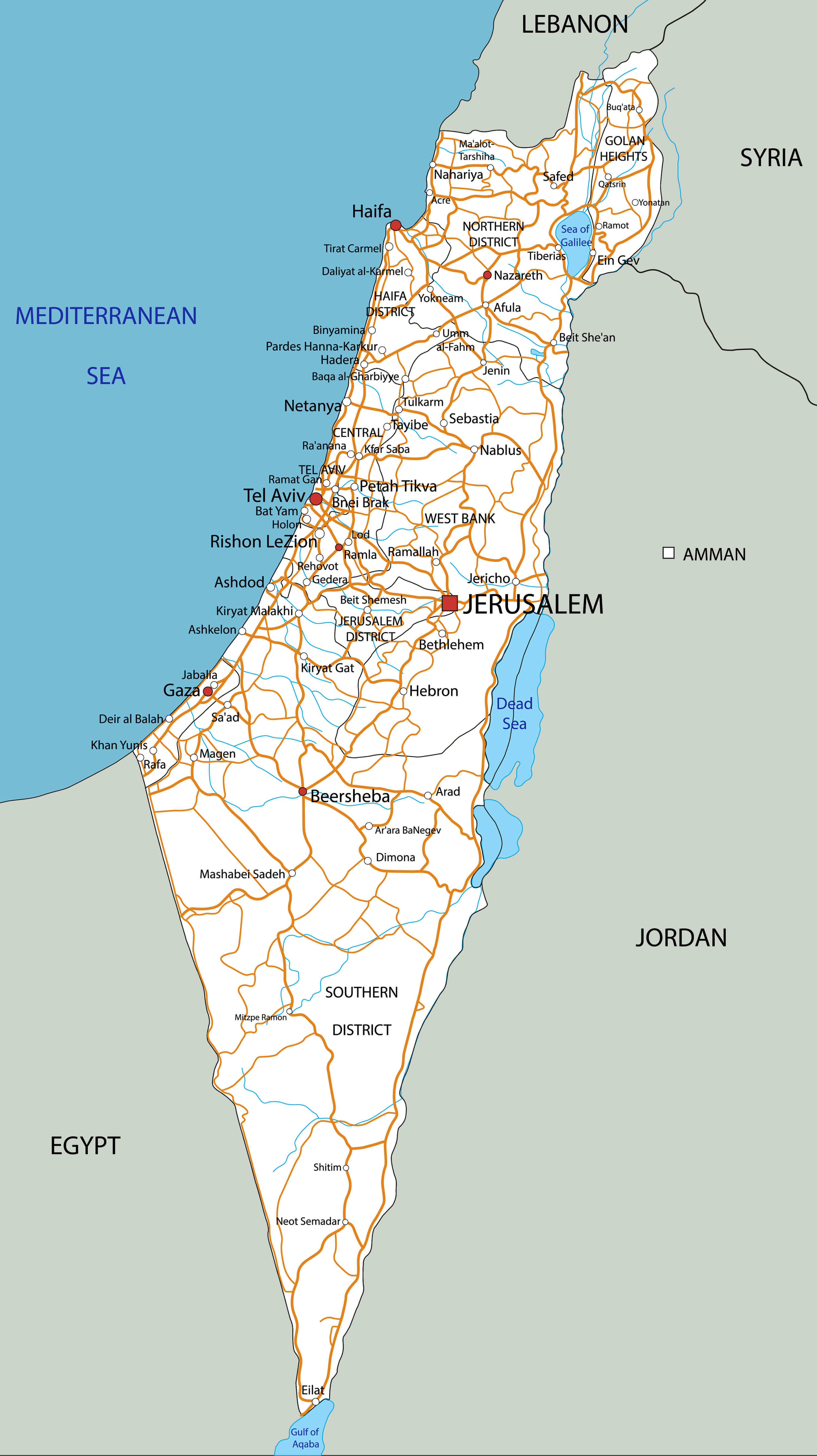 High Detailed Israel Road Map