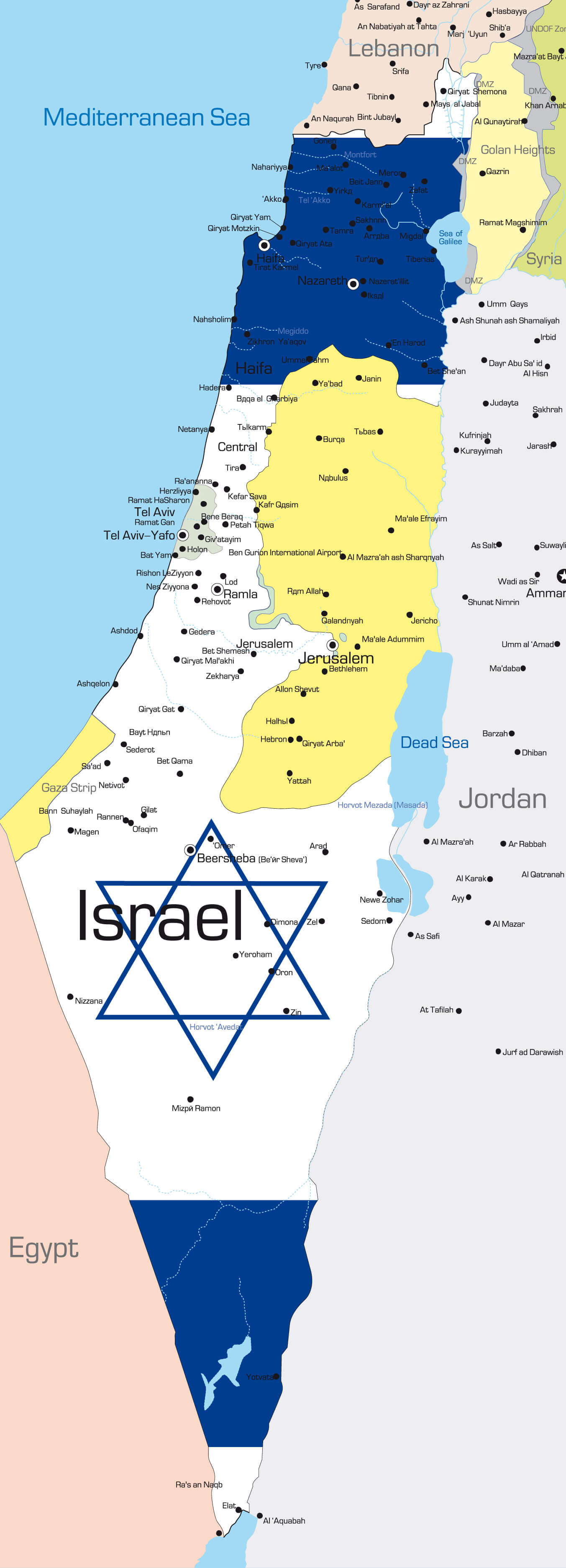 Israel Country Map colored by national flag