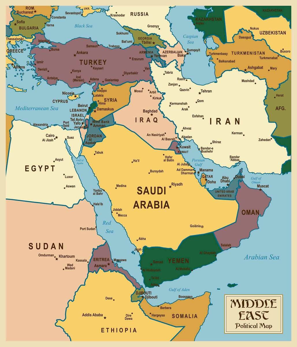 Israel Middle East Countries Map