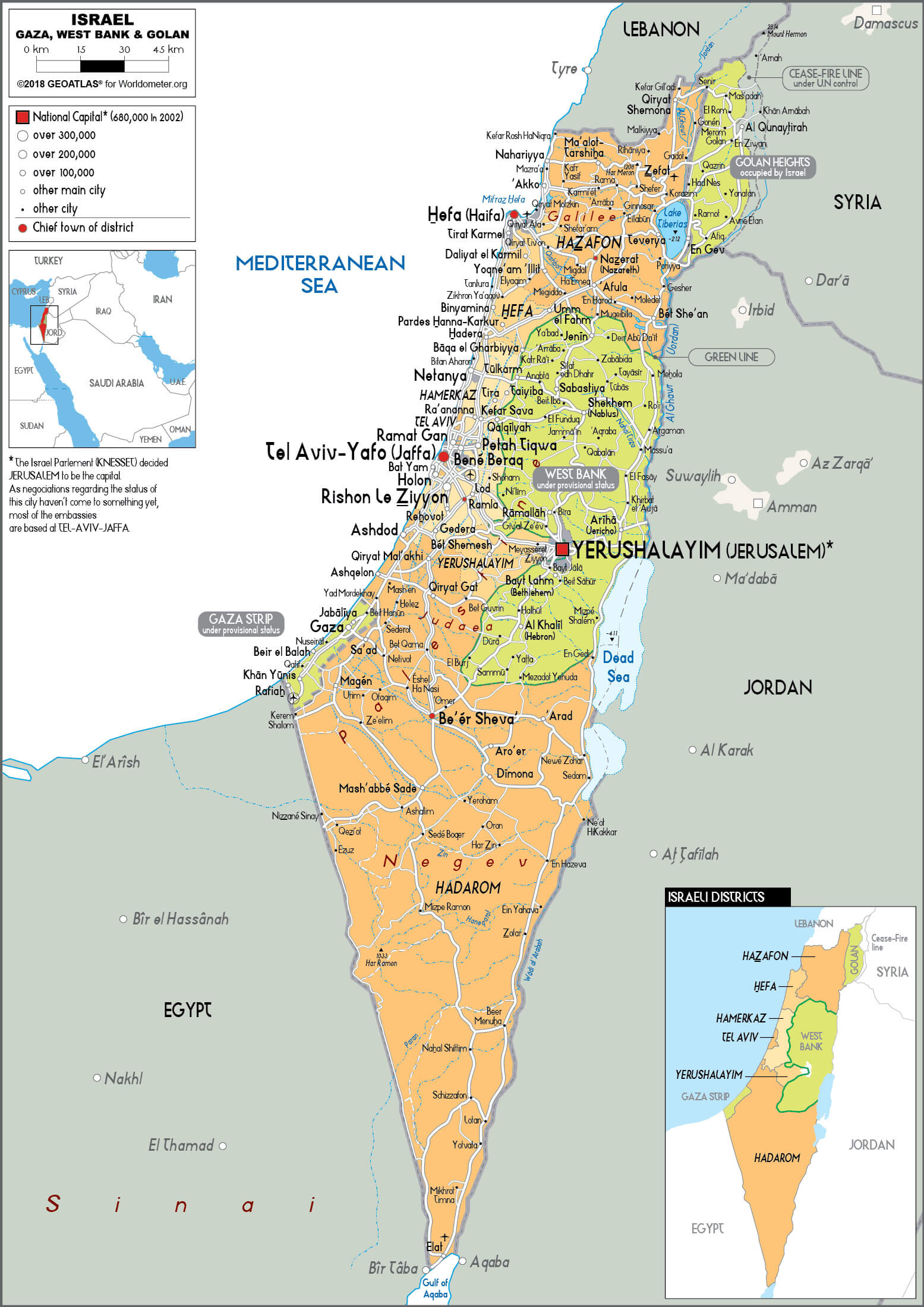 Israel National Border Map