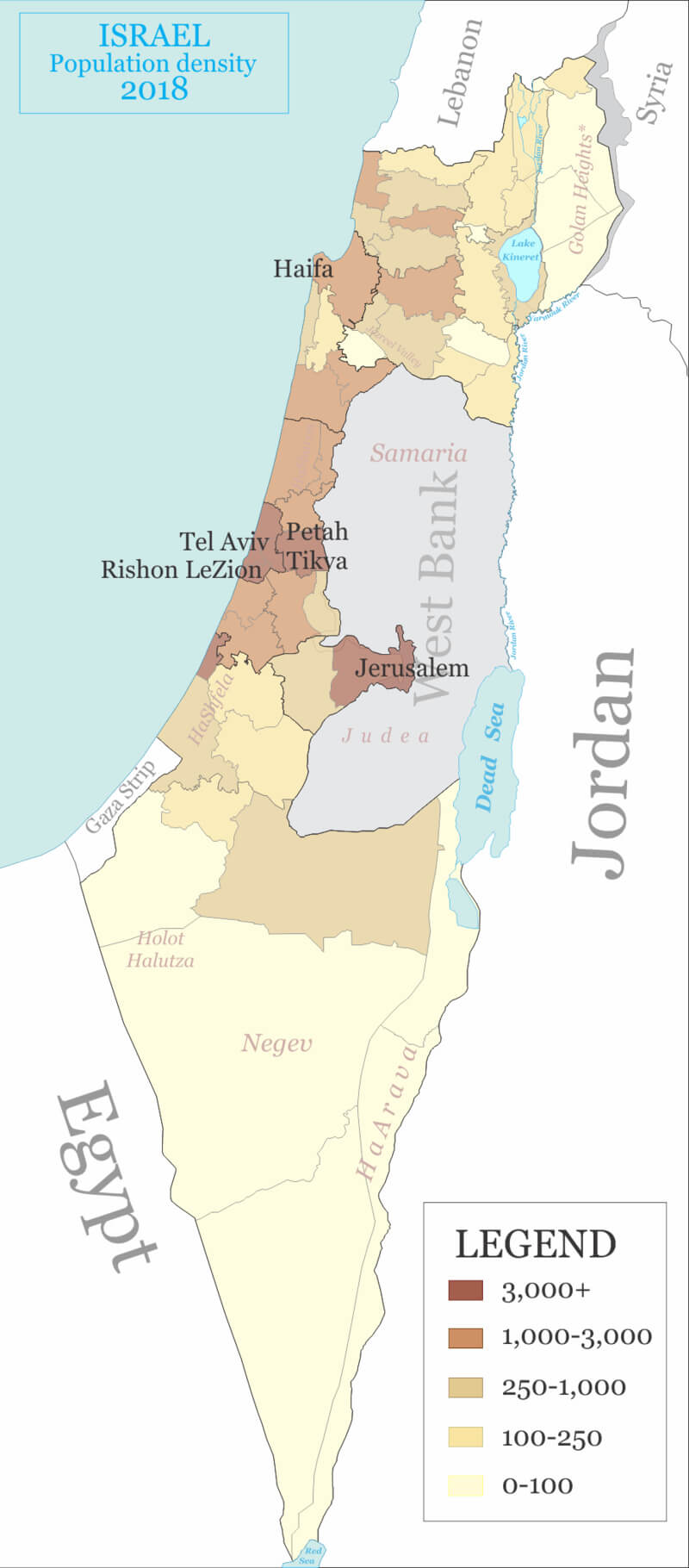 Israel Population Density Map