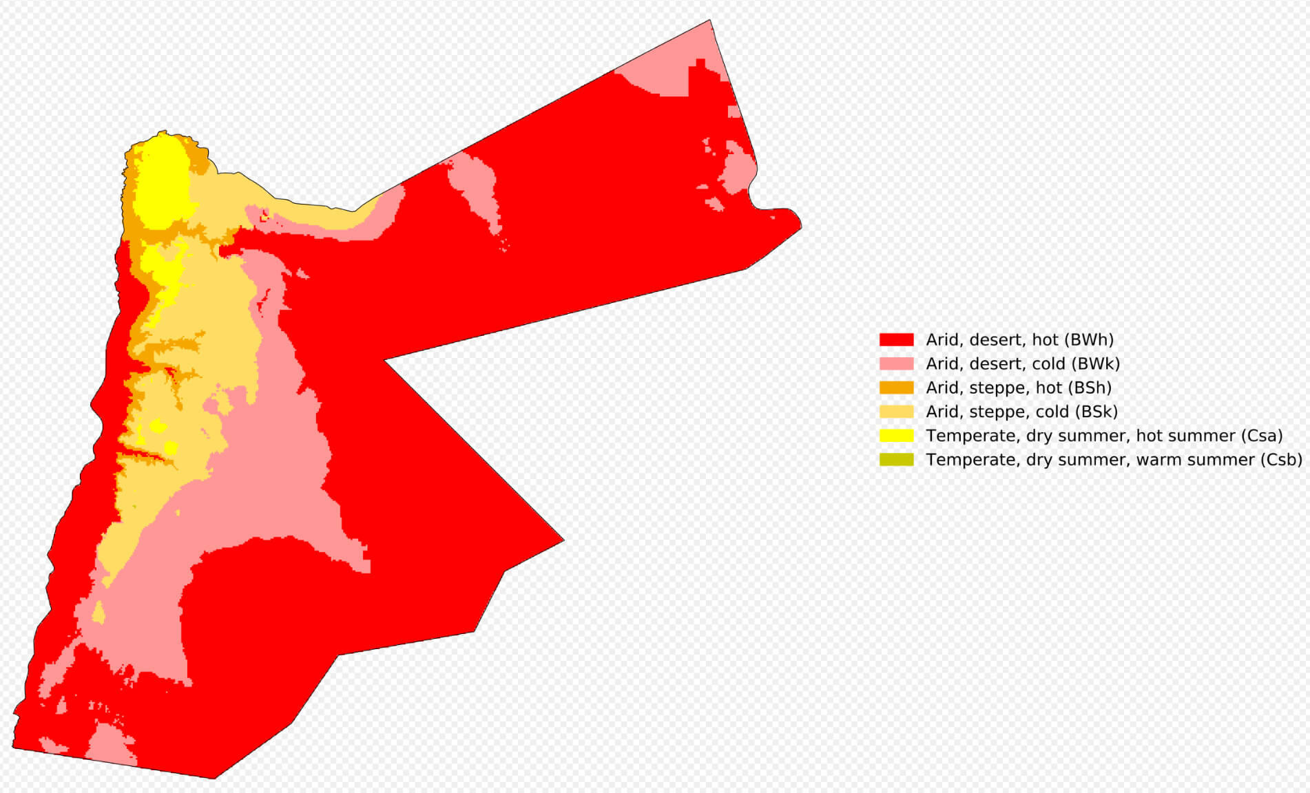 Jordan Climate Map