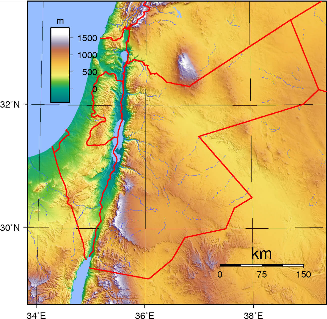 Jordan Elevation Map