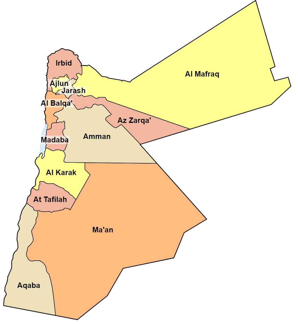 Jordan Provinces Map