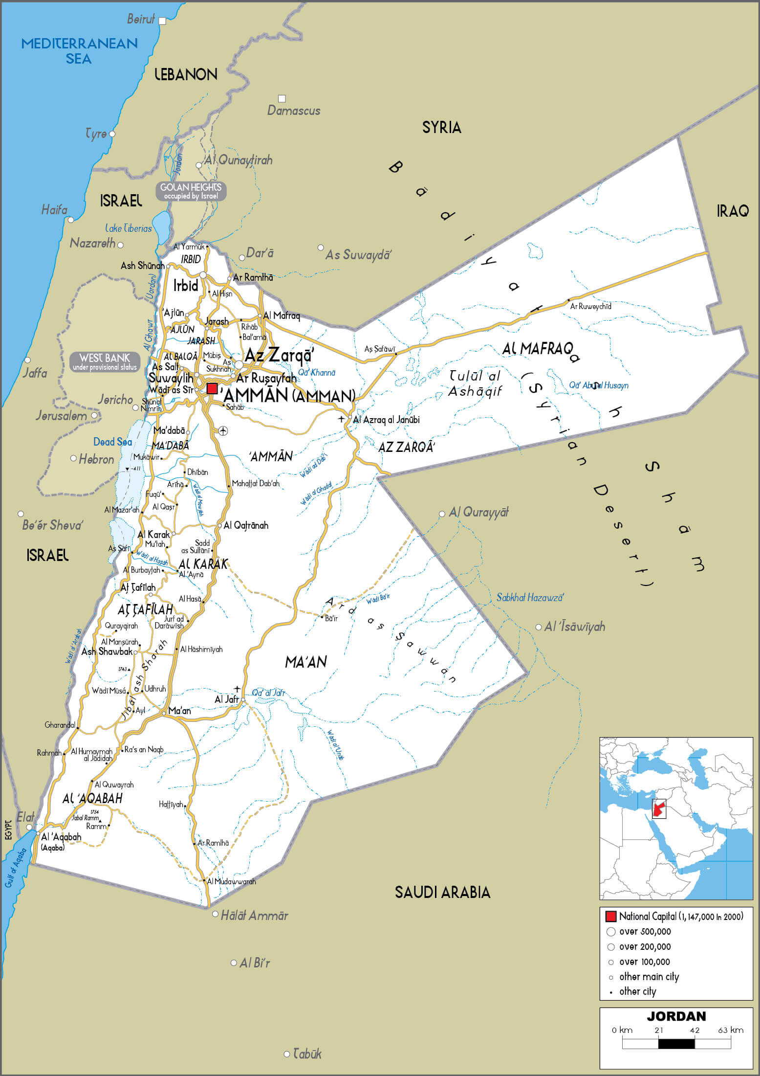 Jordan Road Map: Highways, Major Cities, and Transportation Routes