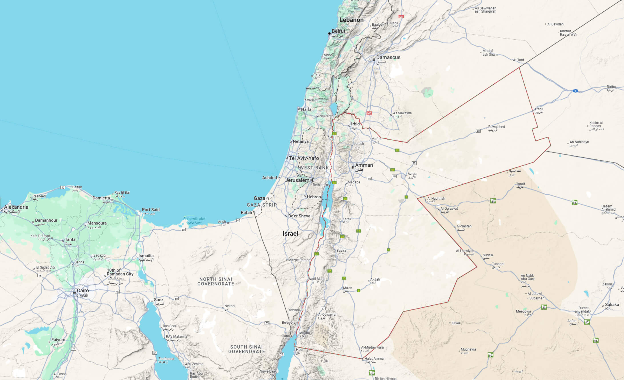 Jordan Terrain Map