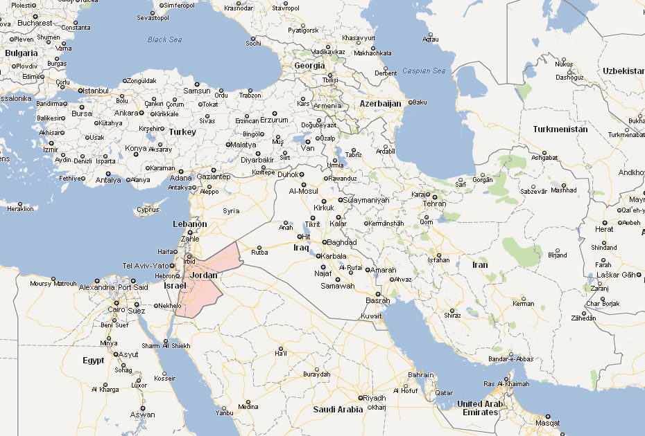 Map of Jordan Middle East