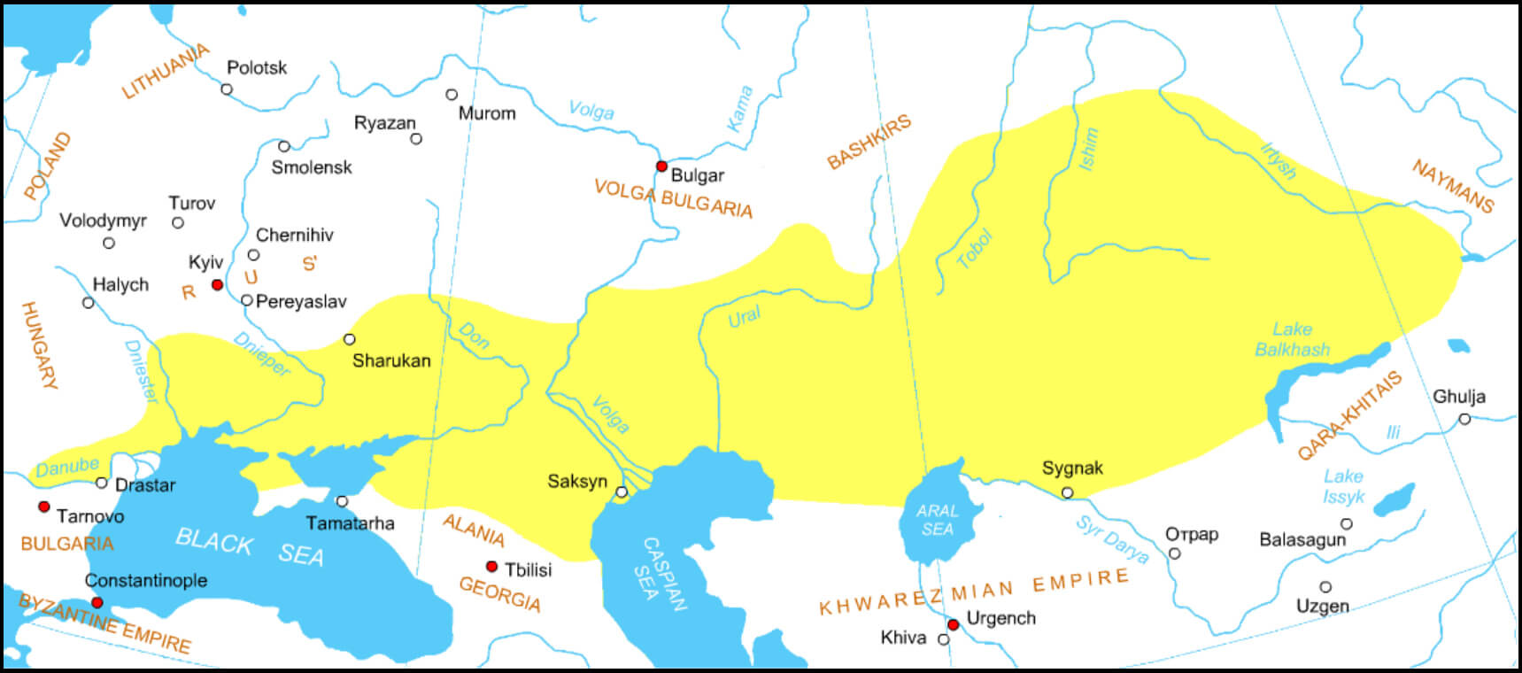 Kazakhs Map in Eurasia 1200