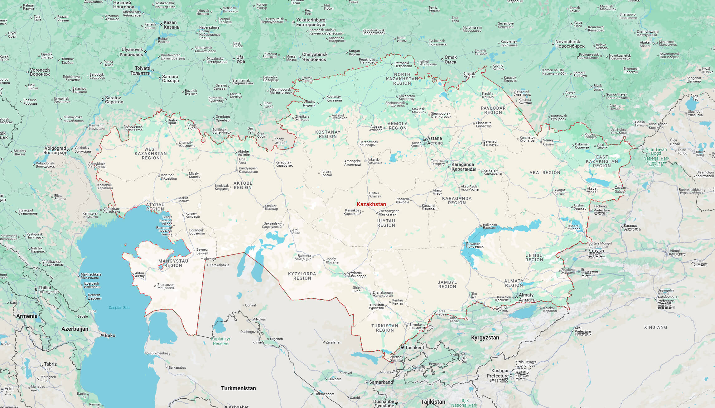 Kazakhstan Cities Map