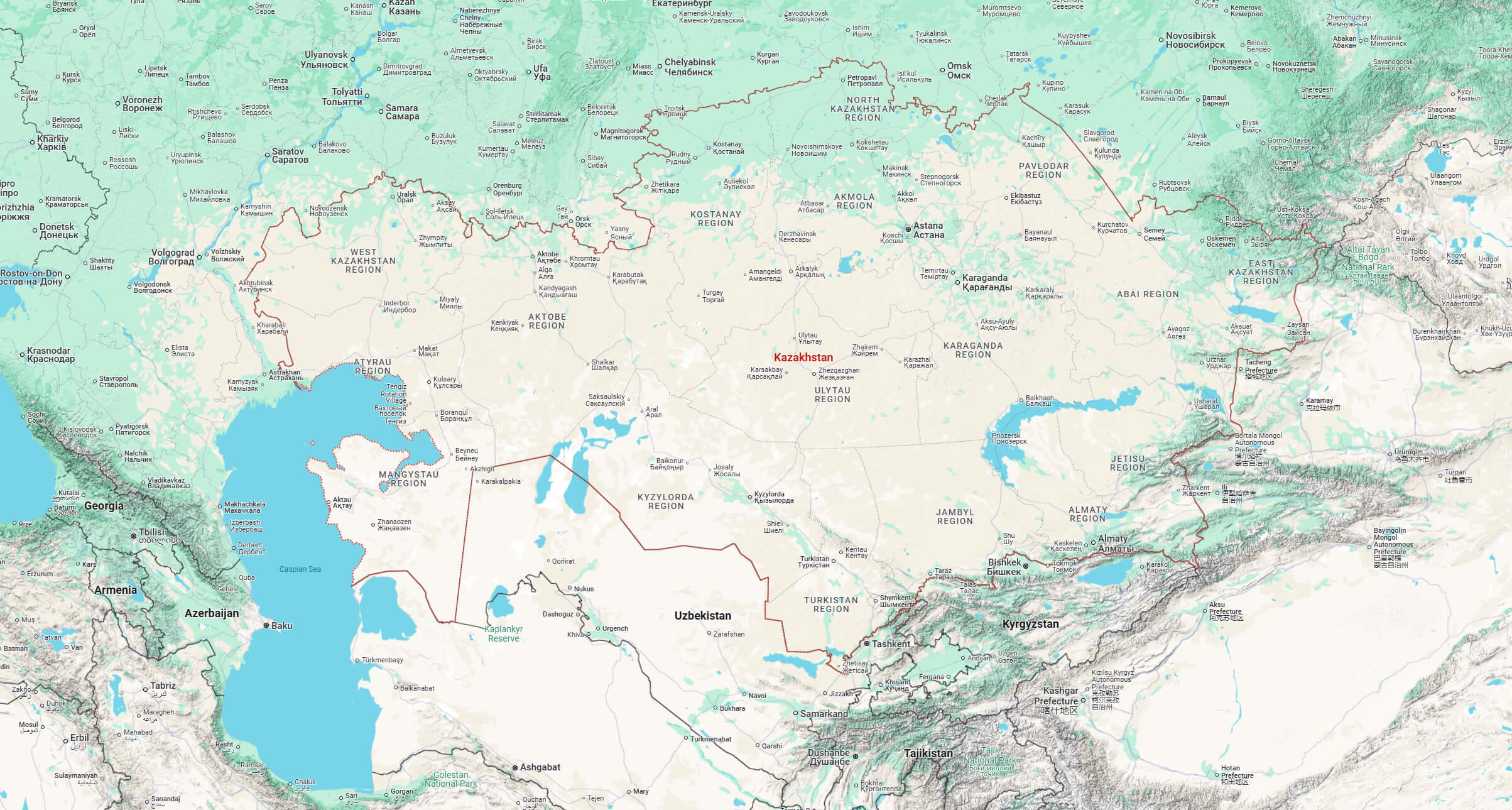 Kazakhstan Terrain Map